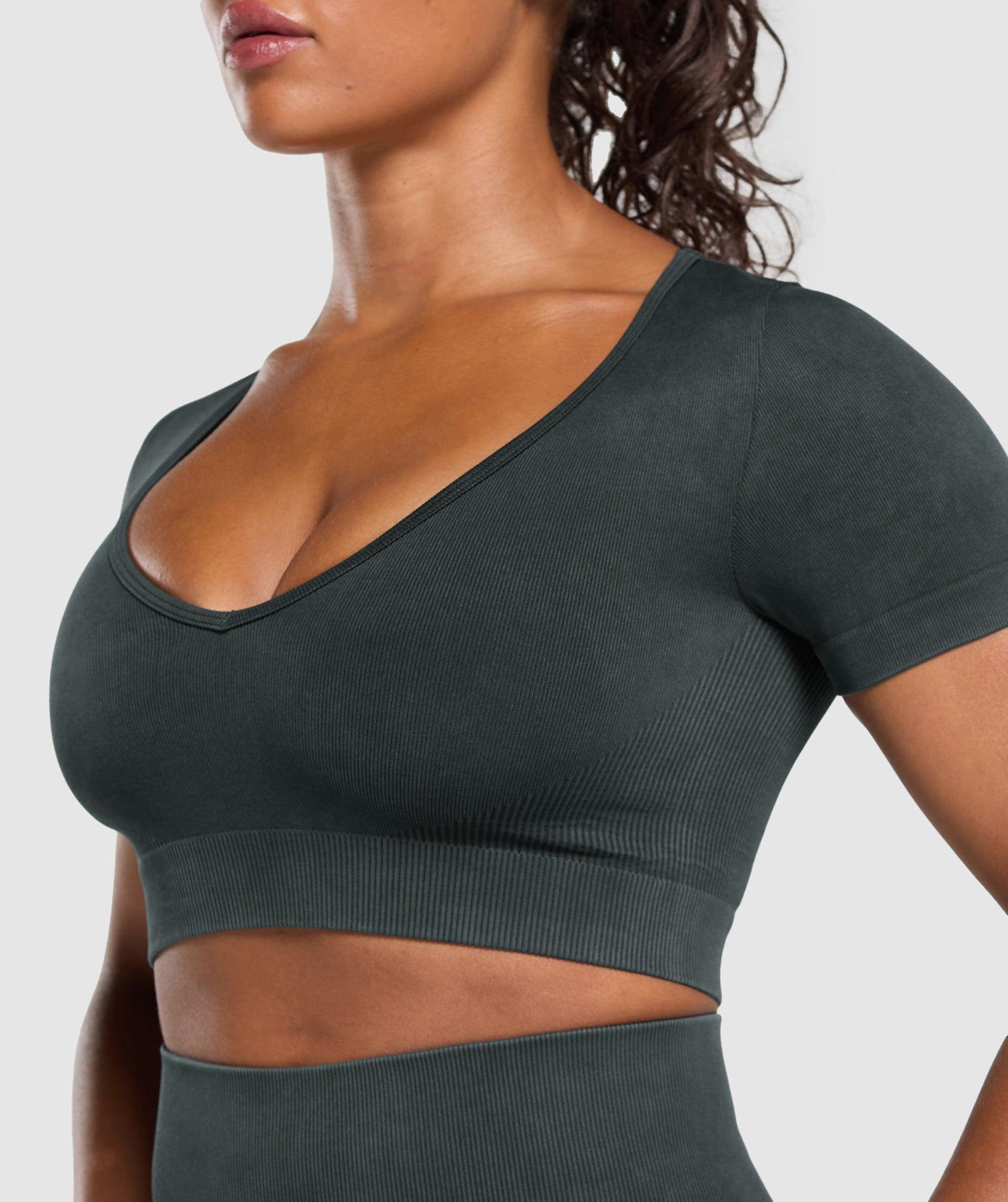 Gymshark Gains Seamless Washed Crop Top - Black Female Product Image