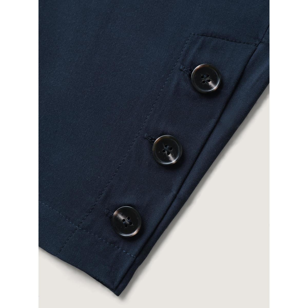 Plus Size Shirred Waist Solid Straight-Leg Pants Women Midnight Leisure Straight Leg Mid Rise Vacation Pants BloomChic 28/5X Product Image