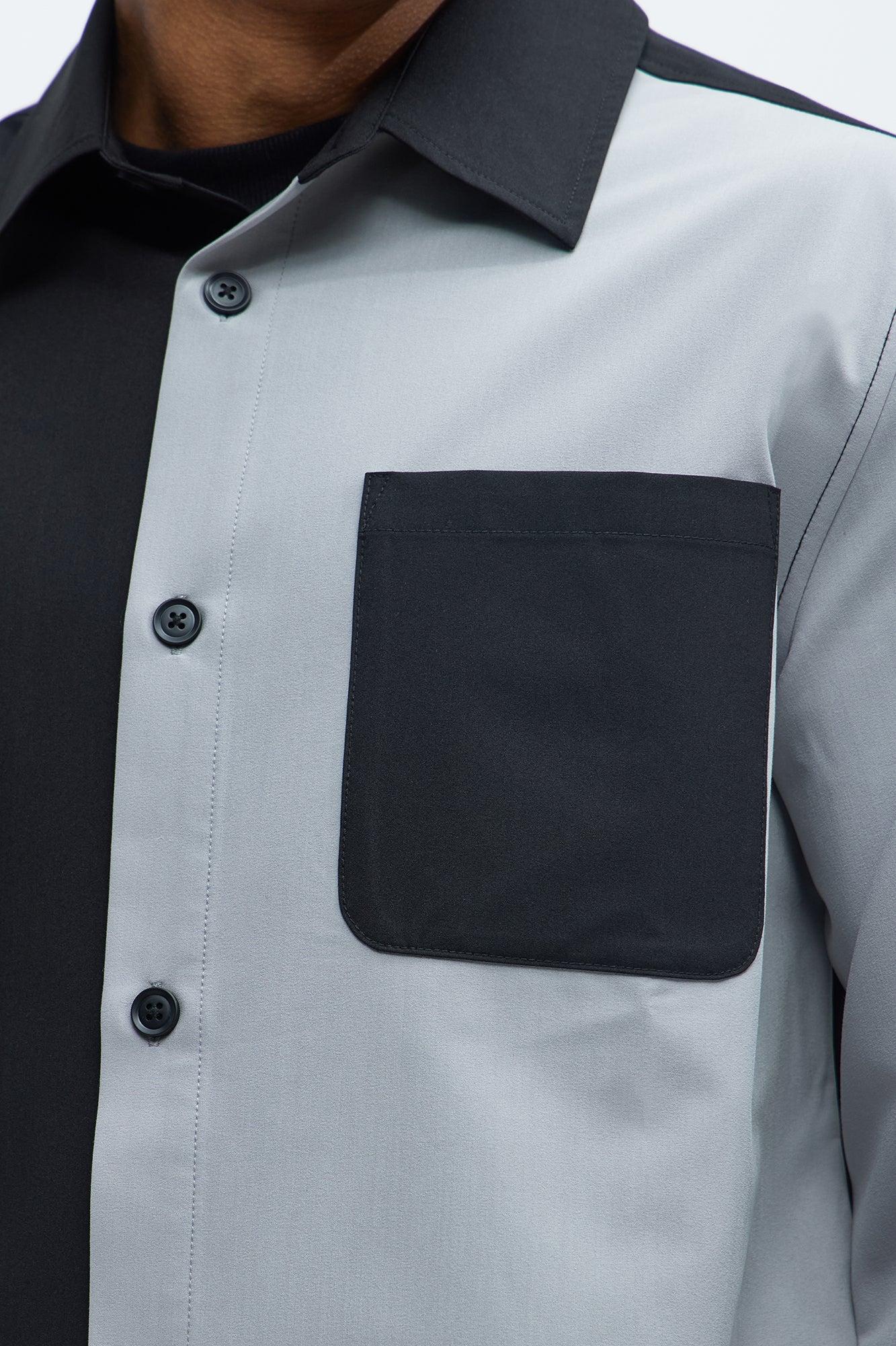 Colorblock Long Sleeve Shirt - Black/combo Product Image