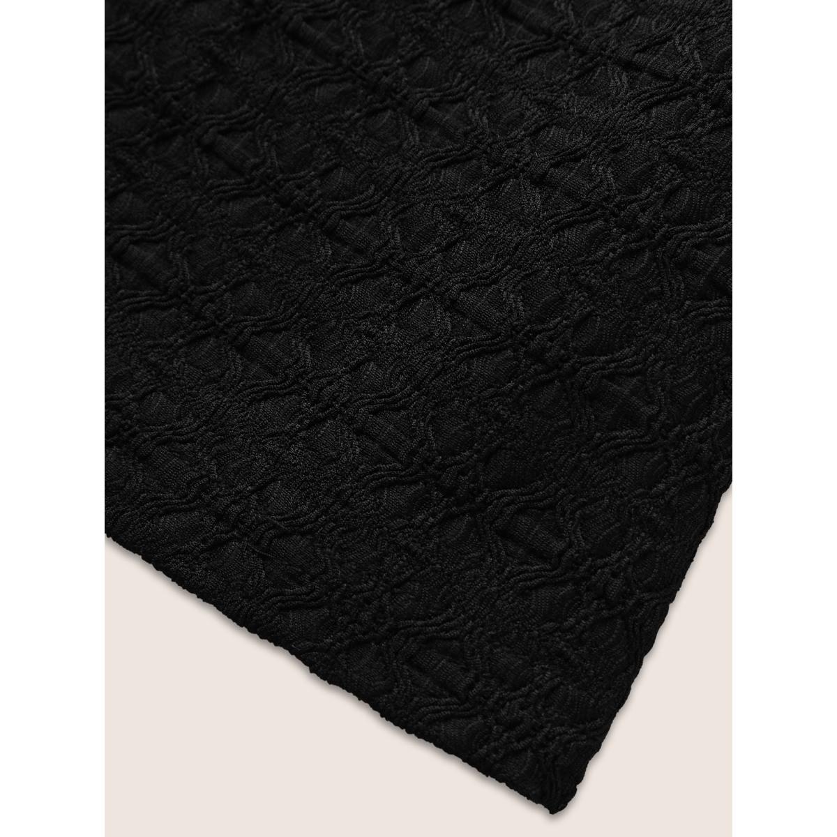 Plus Size Solid Textured Round Neck T-shirt Black Women Elegant Texture Round Neck Everyday T-shirts BloomChic 14-16/1X Product Image