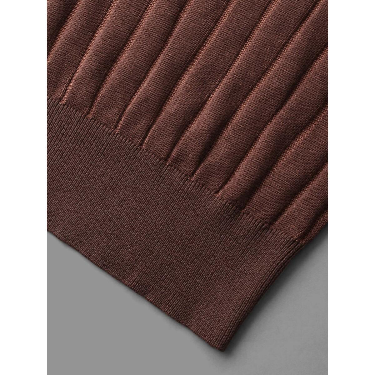 Plus Size Textured Ribbed Hem Round Neck Pullover Browncoffeecolor Women Casual Loose Long Sleeve Round Neck Everyday Pullovers BloomChic 10/M Product Image