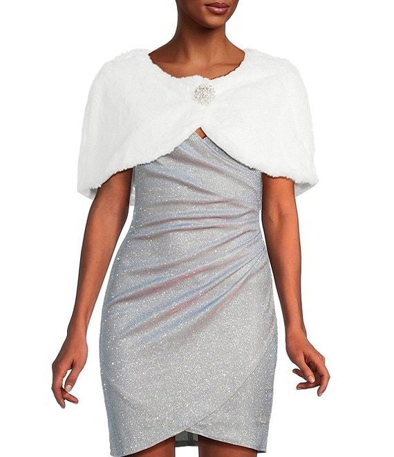 I.N. San Francisco Faux Fur Novelty Brooch Shrug Product Image