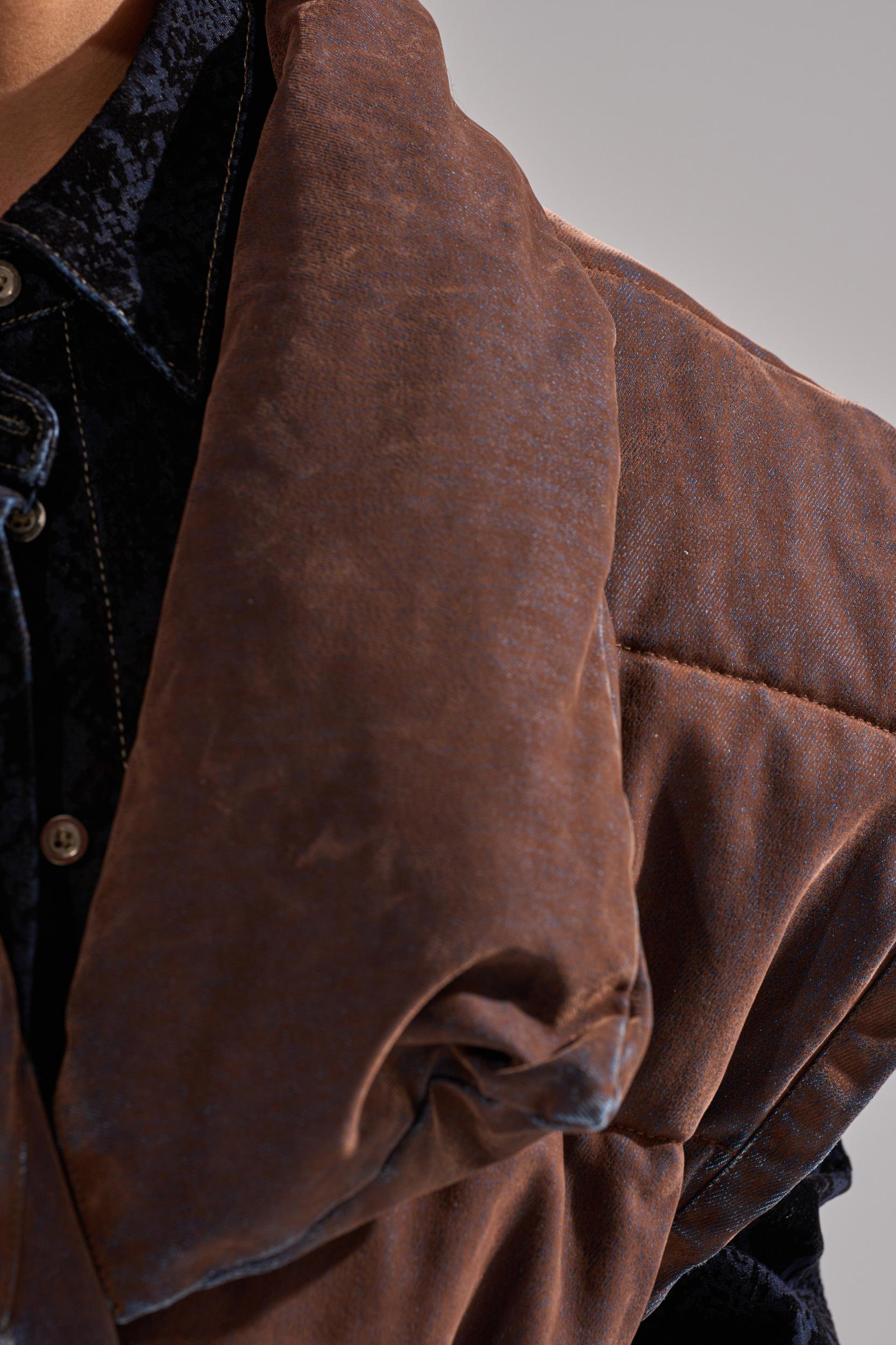 PILOT JONES LONGLINE PUFFER VEST IN VELVET DENIM Product Image