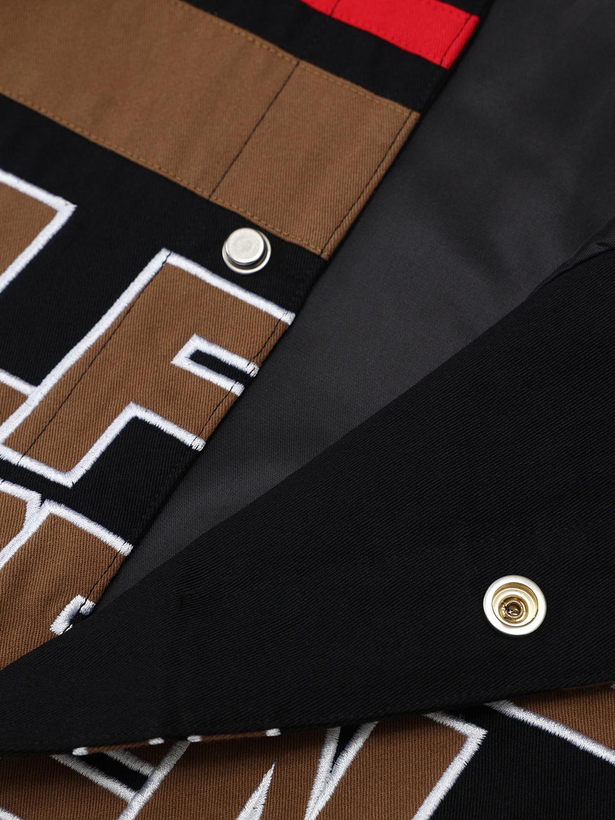 Aelfric Eden Color Blocking Embroidery Racing Jacket Product Image