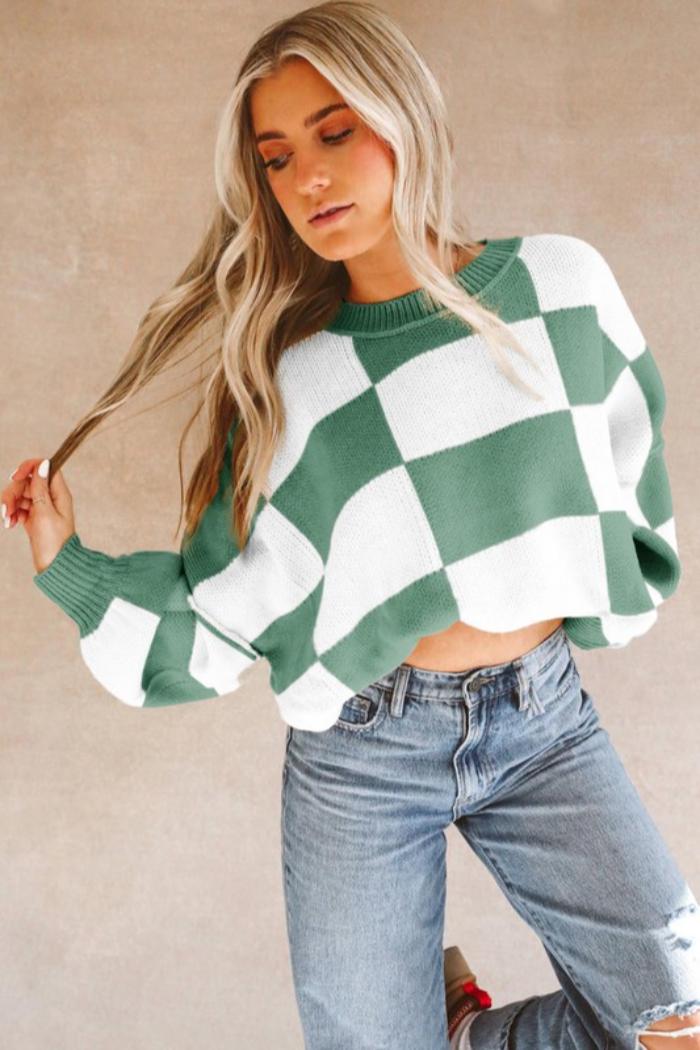 Green Checkered Sweatshirt Product Image