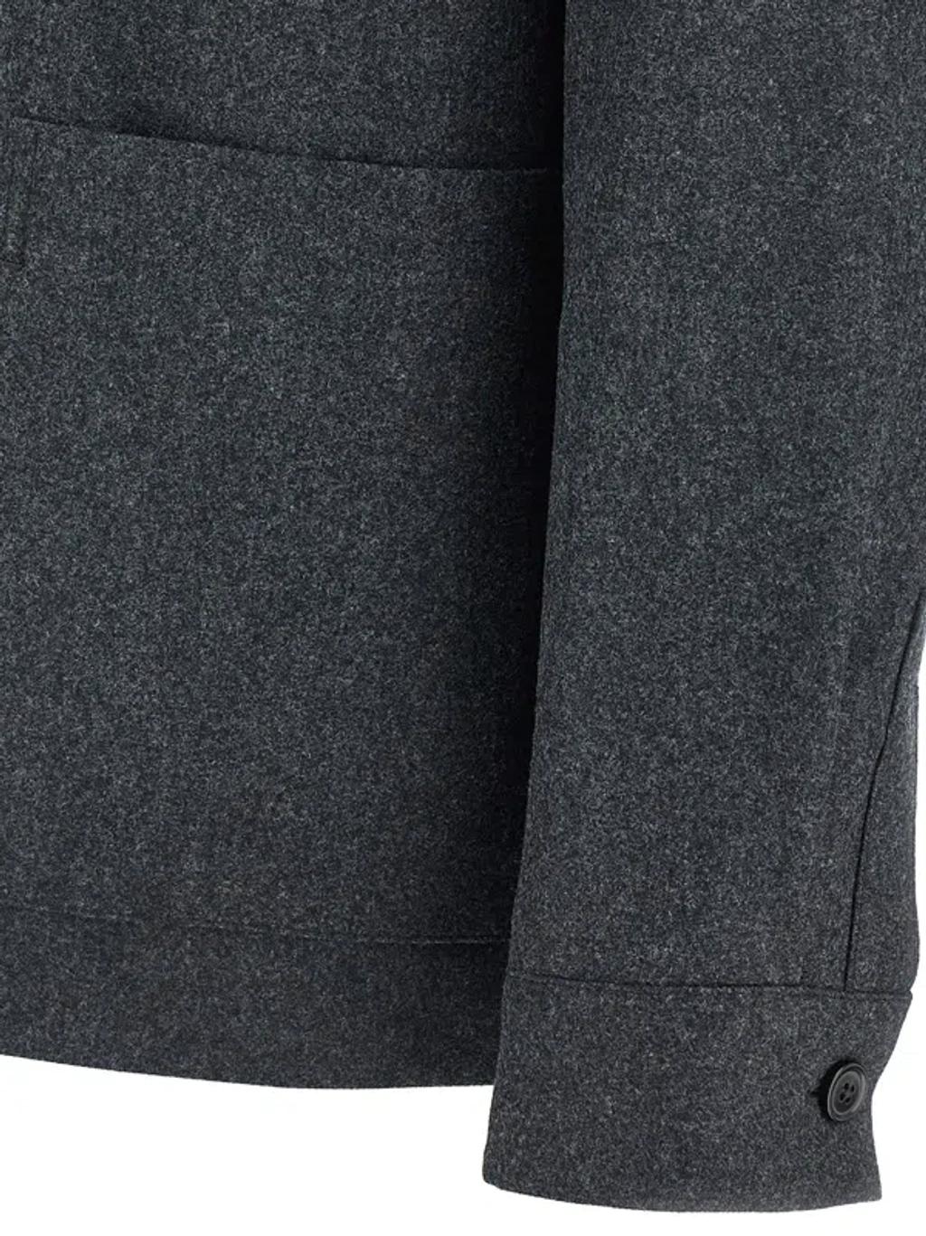ZEGNA Wool Jacket Featuring Long Sleeves And Pockets In Blue Product Image