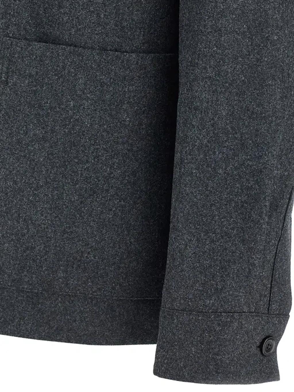 ZEGNA Wool Jacket Featuring Long Sleeves And Pockets In Blue Product Image