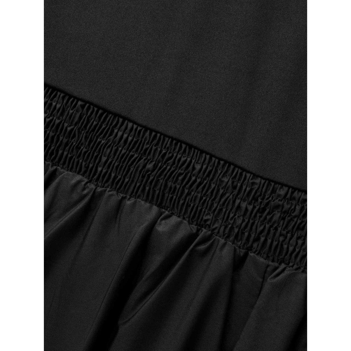 Plus Size Solid Shirred Bubble Hem Midi Dress Black Women Elegant Patchwork Square Neck Short sleeve Curvy BloomChic 22-24/3X Product Image