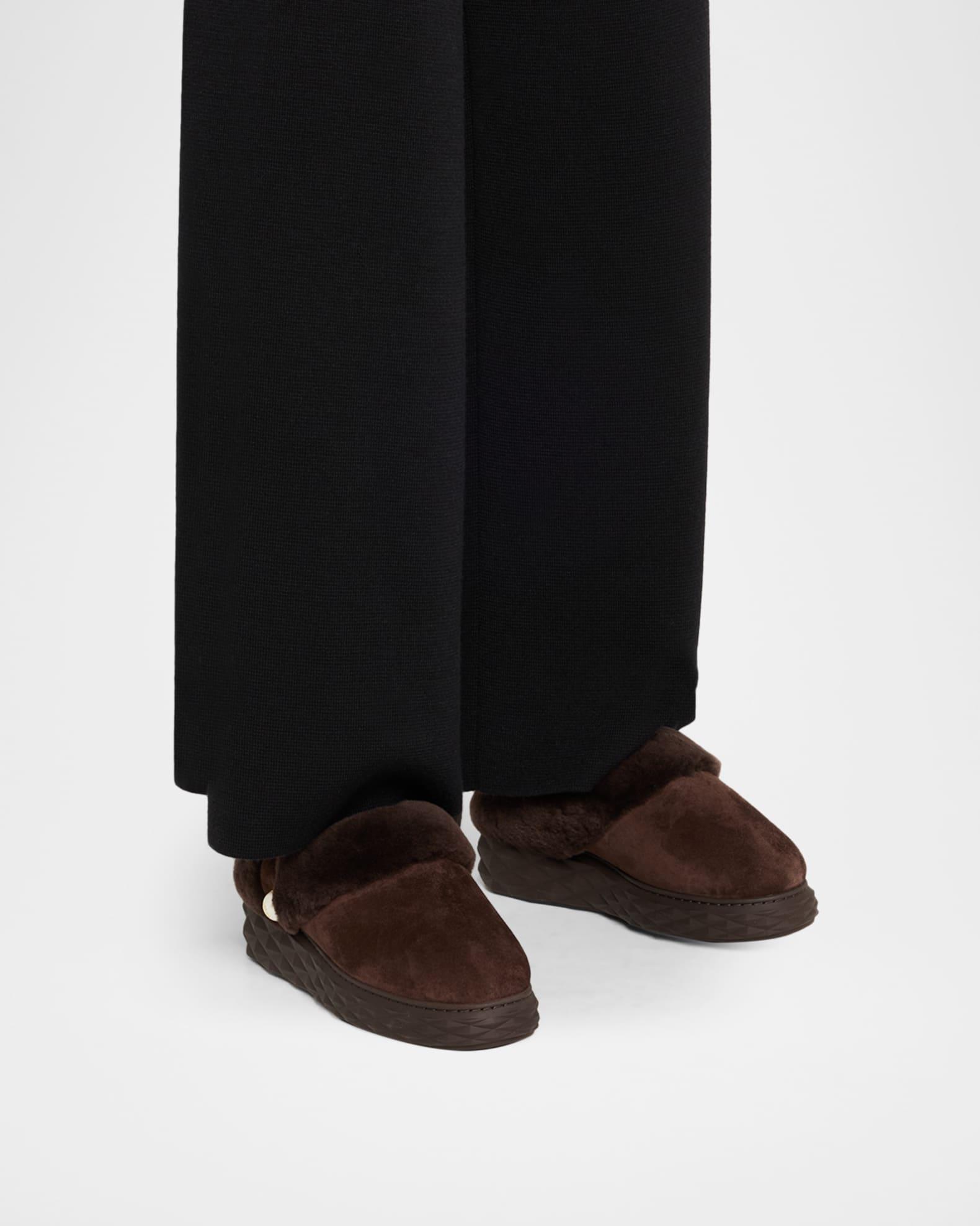 Suede and Shearling Maxi-Sole Flat Mules Product Image