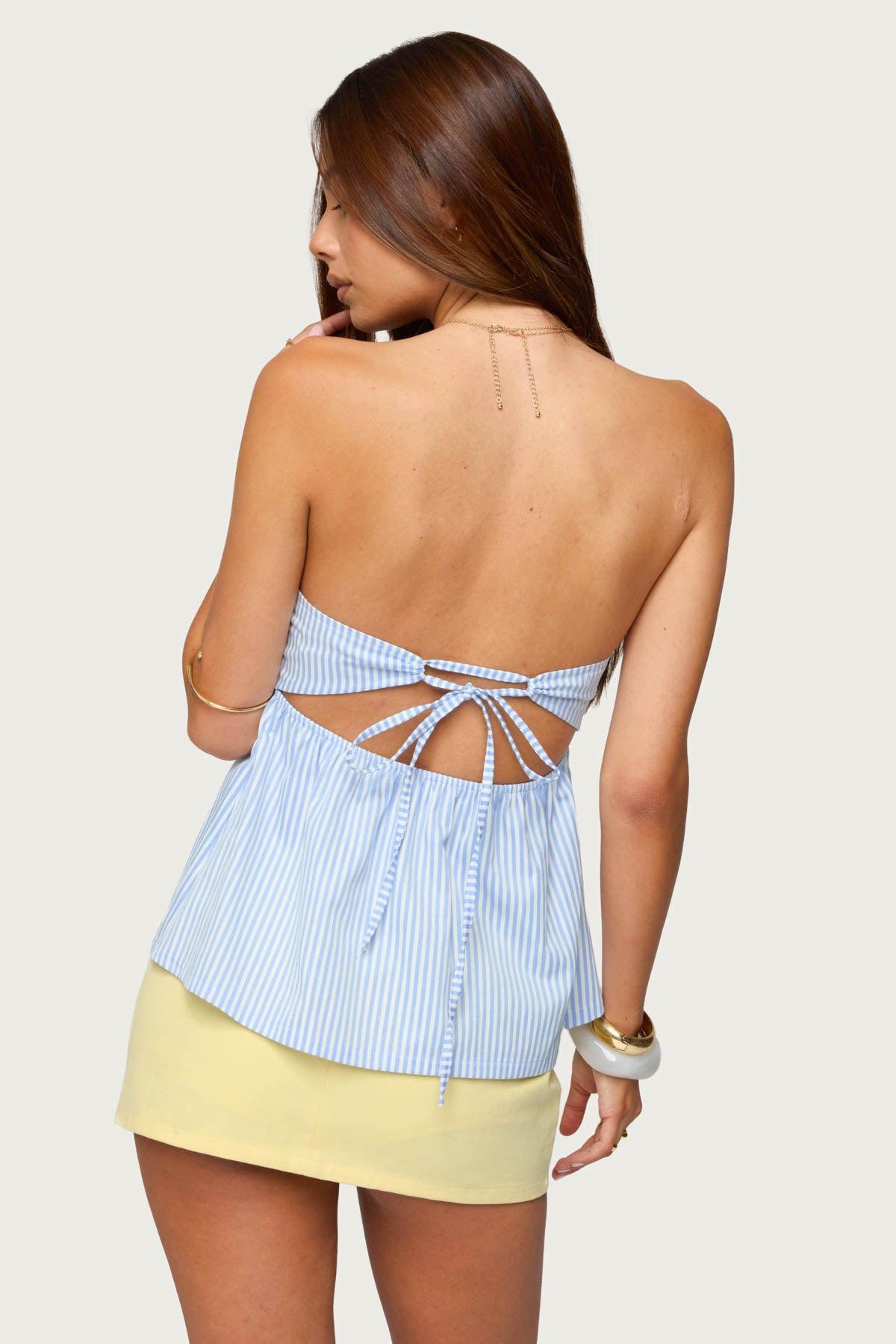 Maddie Strapless Striped Babydoll Top Product Image