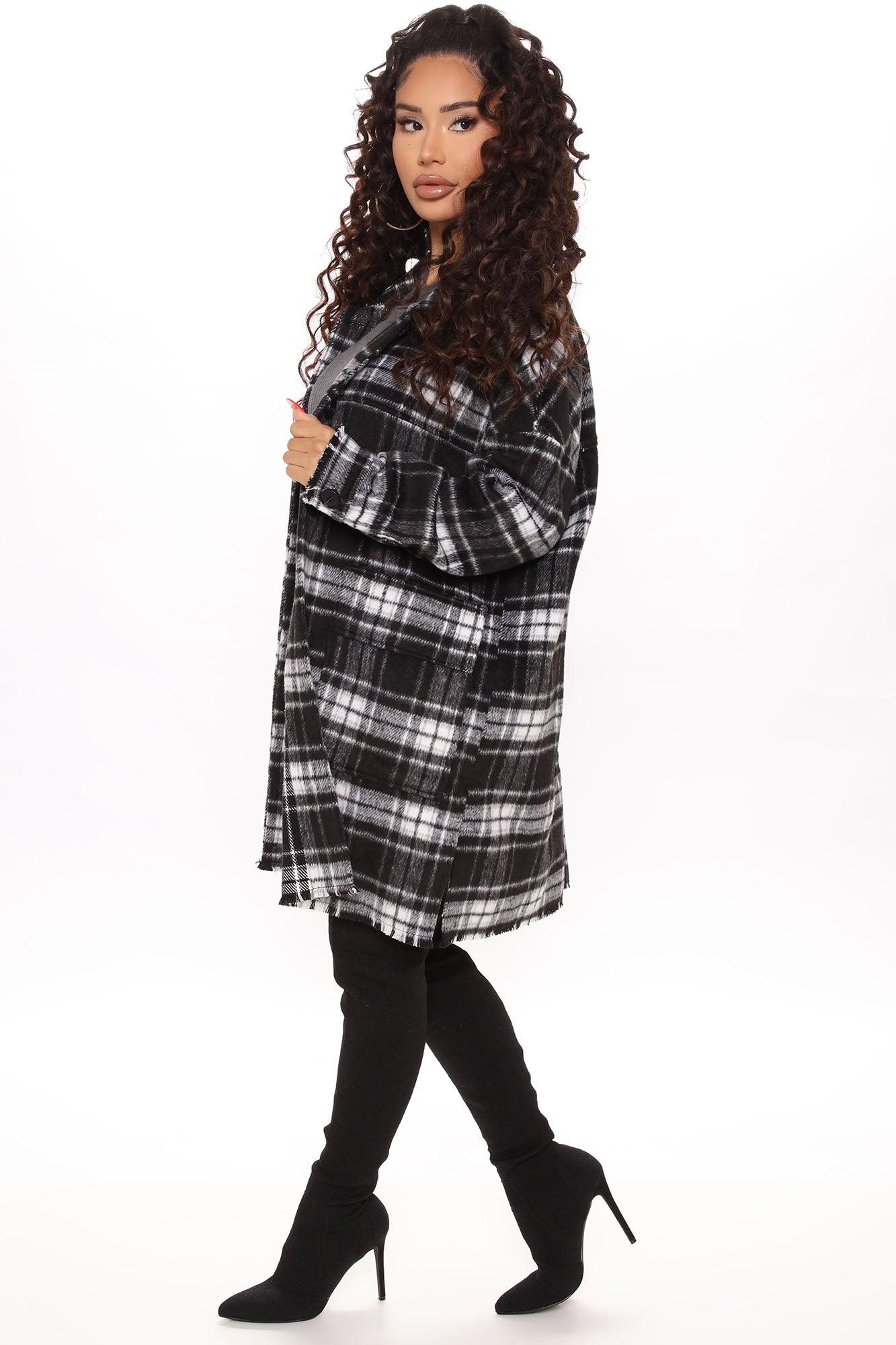 Never Plaid It So Good Shacket - Black Female Product Image