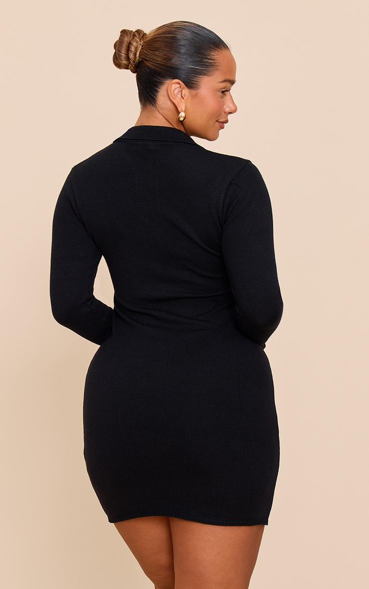 Shape Black Knitted Polo Mini Dress Product Image
