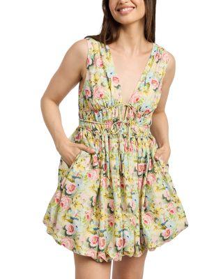 Cairo Floral Poplin Bubble Hem Mini Dress Product Image