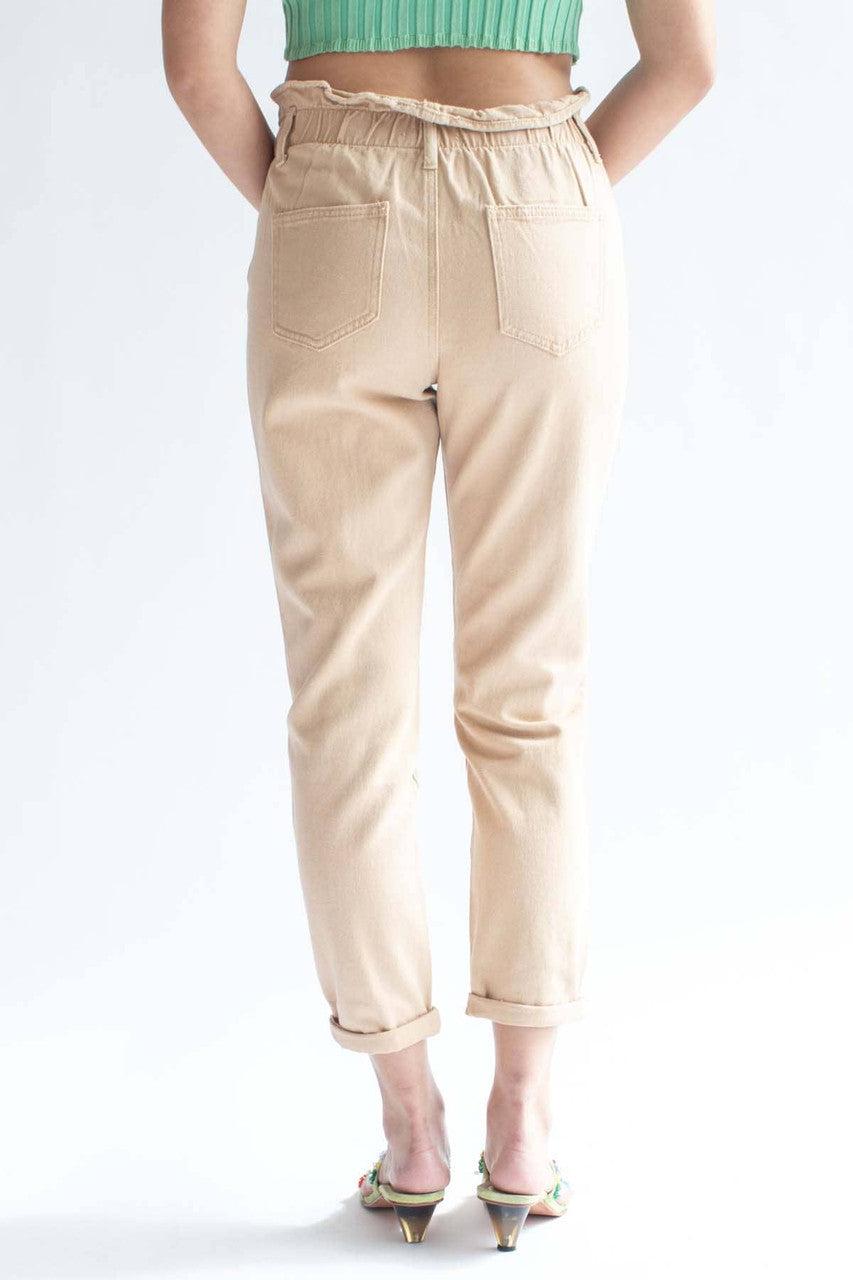 Beige Paper Bag Waist Jeans Product Image
