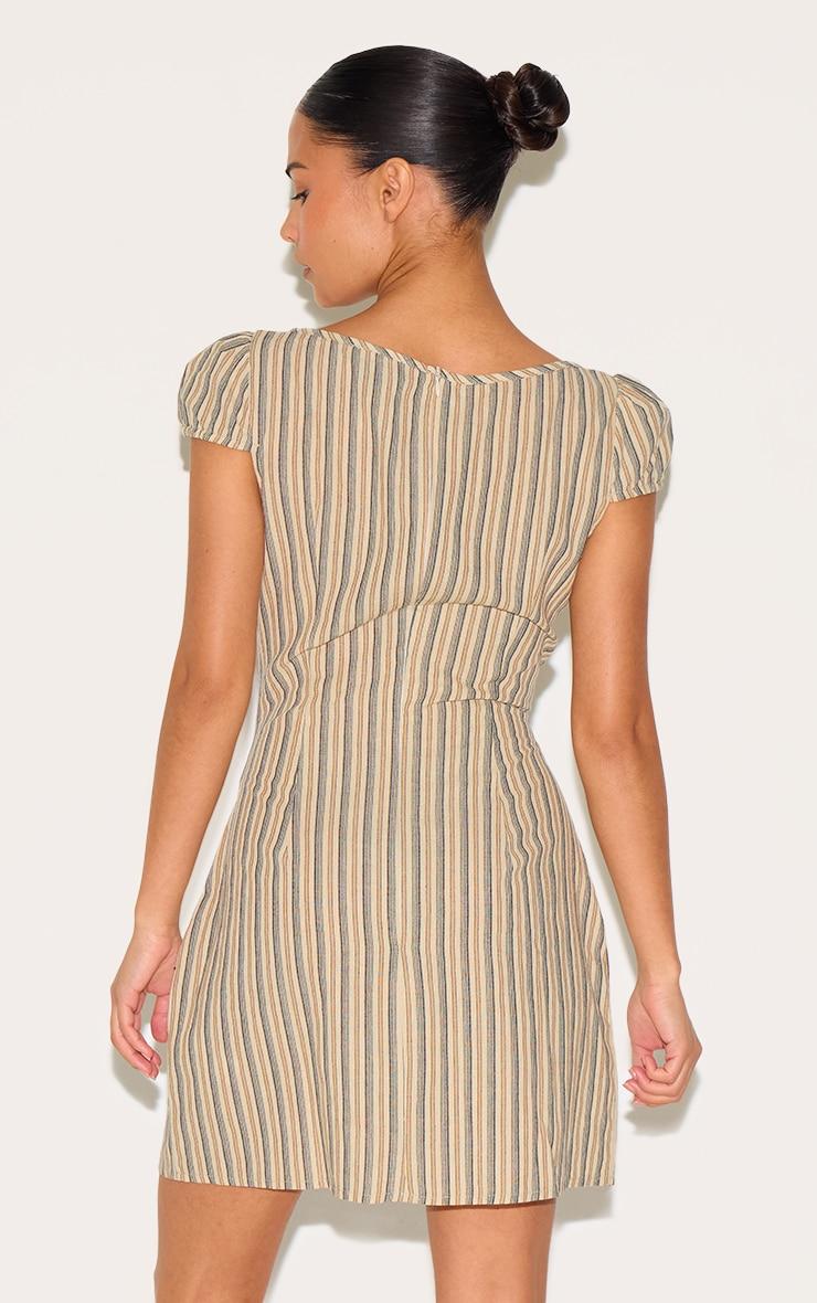 Petite Stone Striped Front Tie Mini Dress Product Image