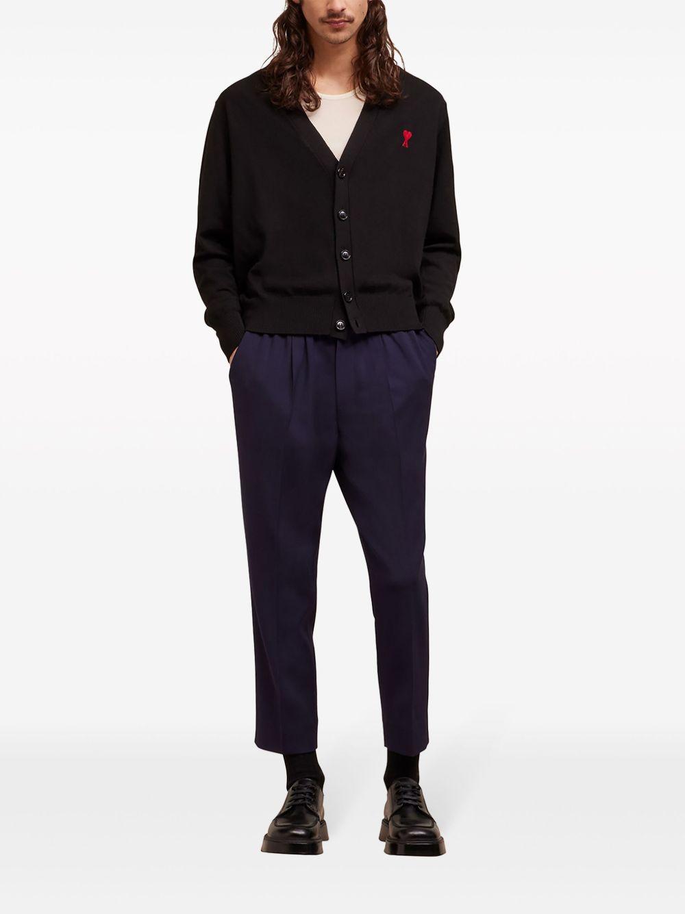 logo-embroidered wool cardigan  Product Image