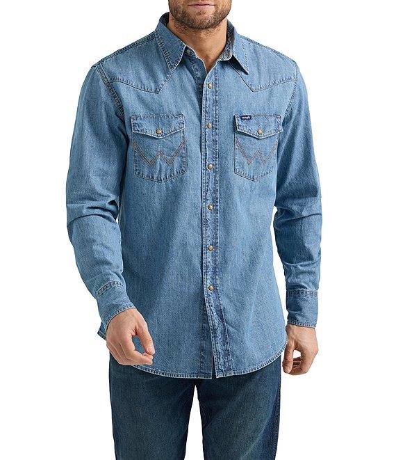 Wrangler® Long Sleeve Denim Western Shirt Product Image