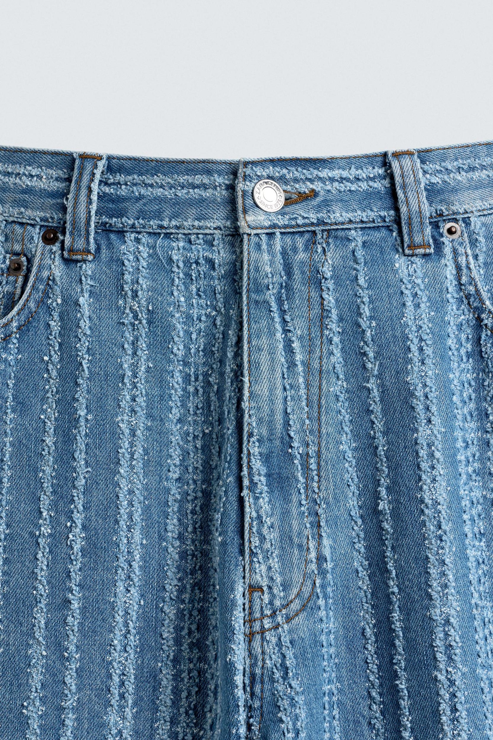 TEXTURED STRIPED JEANS Product Image