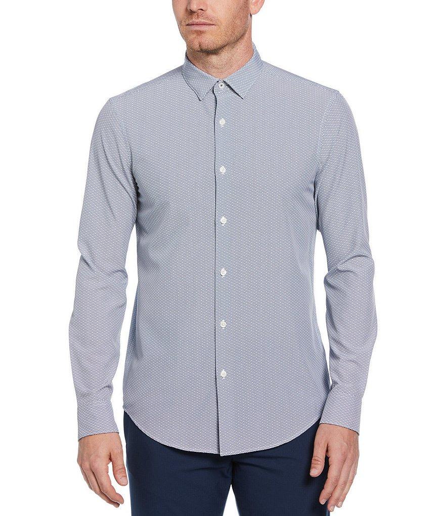 Perry Ellis Slim Fit Geo Print Long Sleeve Woven Shirt Product Image