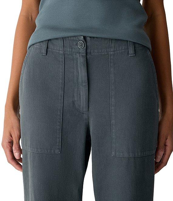 Eileen Fisher Organic Linen Handkerchief Classic Collar Button Front Long Sleeve Shirt Product Image