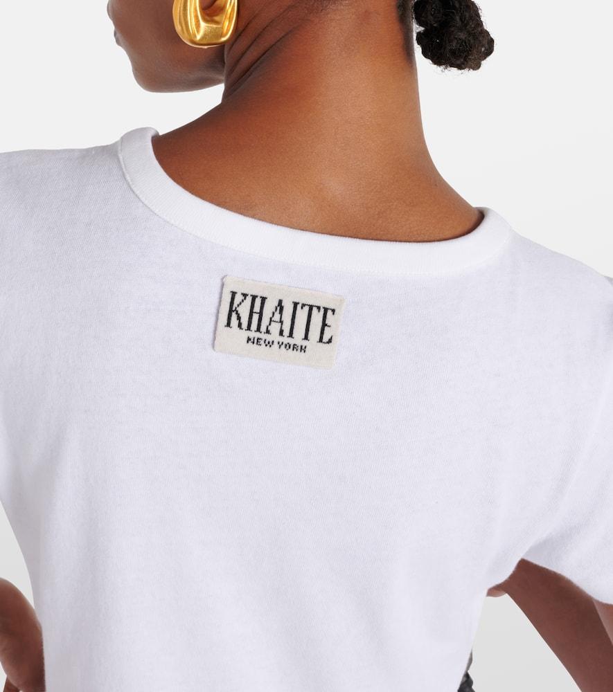 KHAITE Womens White Mae Brand-patch Cotton-jersey T-shirt In Cream Product Image
