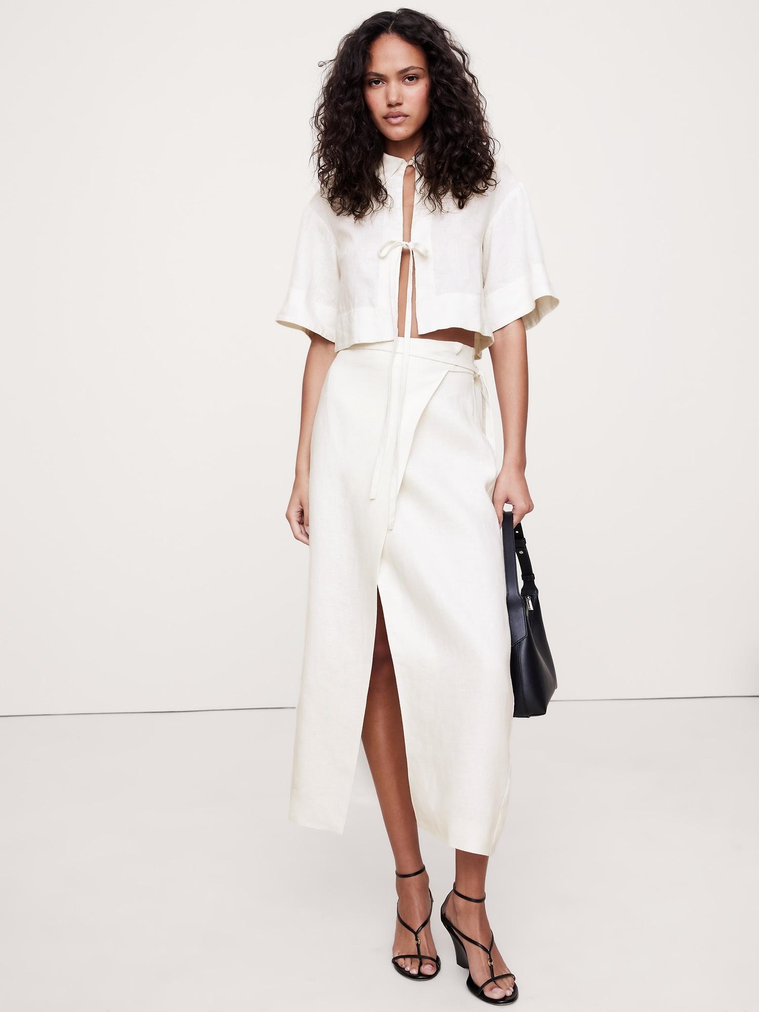 Linen Wrap Maxi Skirt Product Image