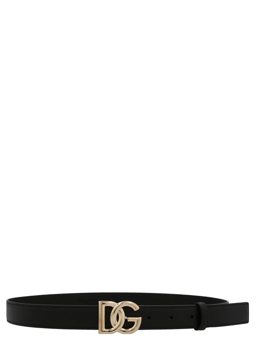 DOLCE & GABBANA Dg Logo Calf Leather Belt In Black Product Image