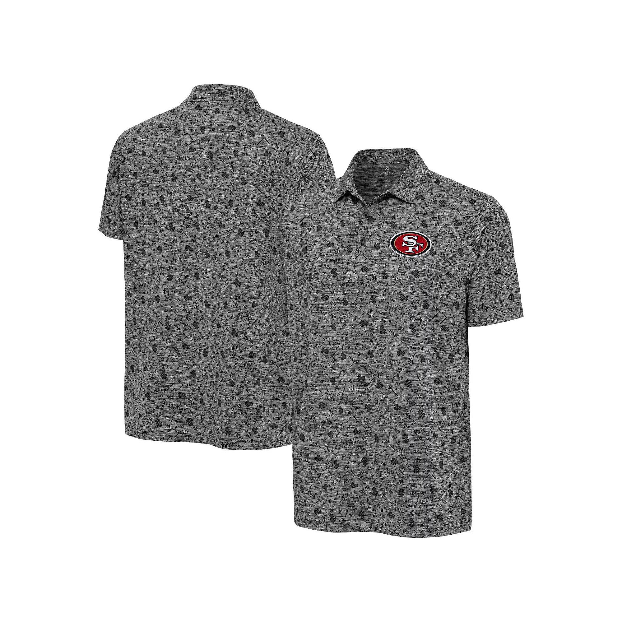 Men's Antigua Heather Black San Francisco 49ers Relentless Polo, Size: XXL, Charco Product Image