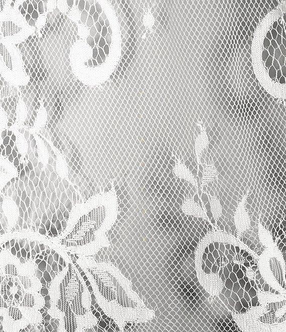 A Loves A Poplin Point Collar Bow Tie Neck Sheer Illusion Lace Long Sleeve Button Front Shirttail Blouse Product Image