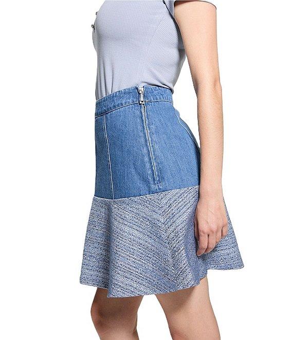 Guess Elsie High Rise Tweed Mix Coordinating Denim Skirt Product Image