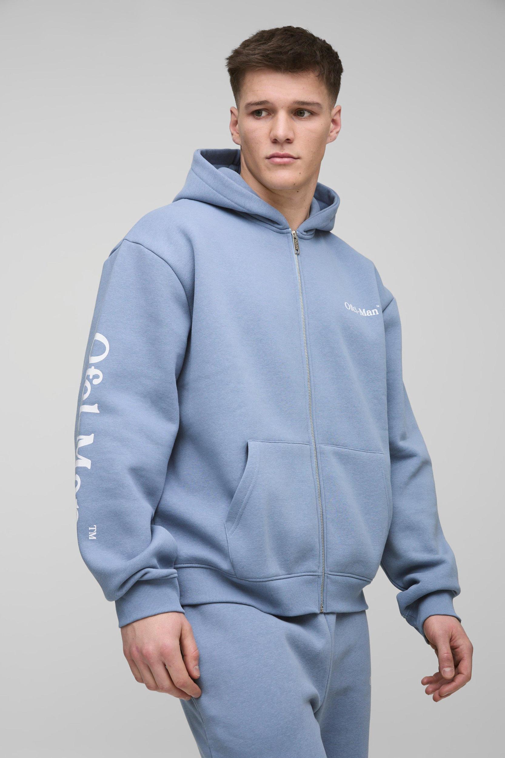 Tall Oversized Boxy Ofcl Man Zip Hooded Tracksuit | boohooMAN USA Product Image