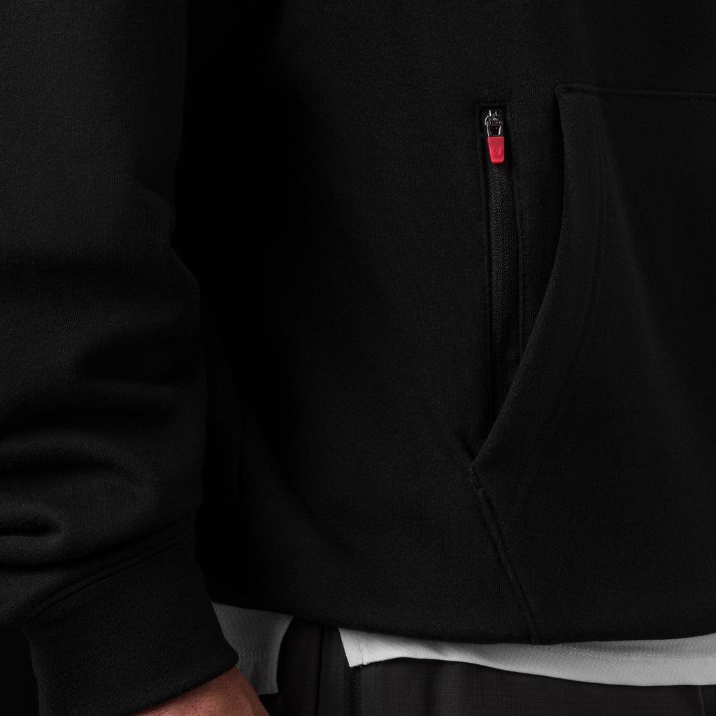 0874. Tech-Terry™ Zip Pocket Hoodie - Black "ASRV 8" Product Image
