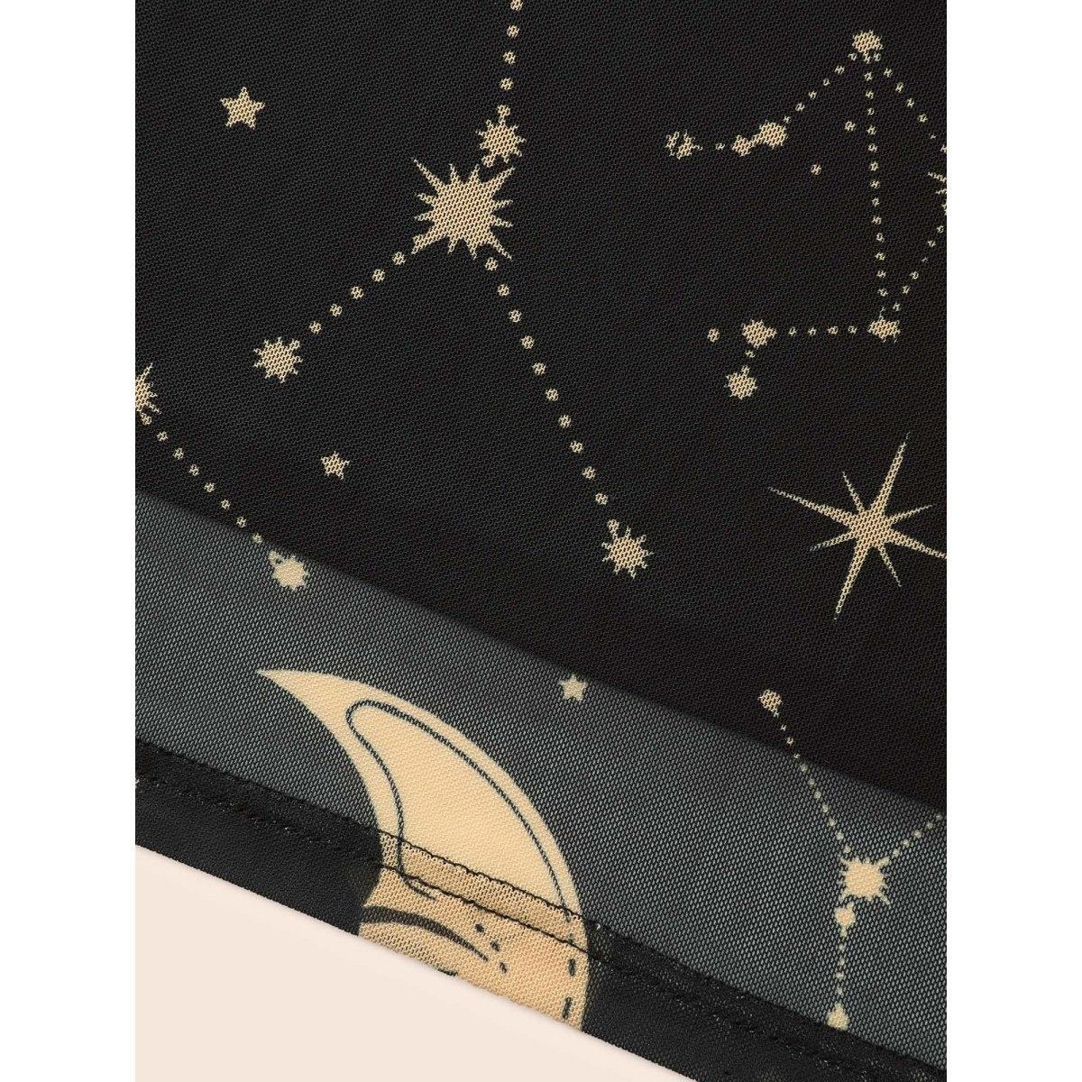 Plus Size Cami Starry Mesh Chiffon Midi Dress Black Women Cocktail Texture Party Curvy Bloomchic 28/5X Product Image