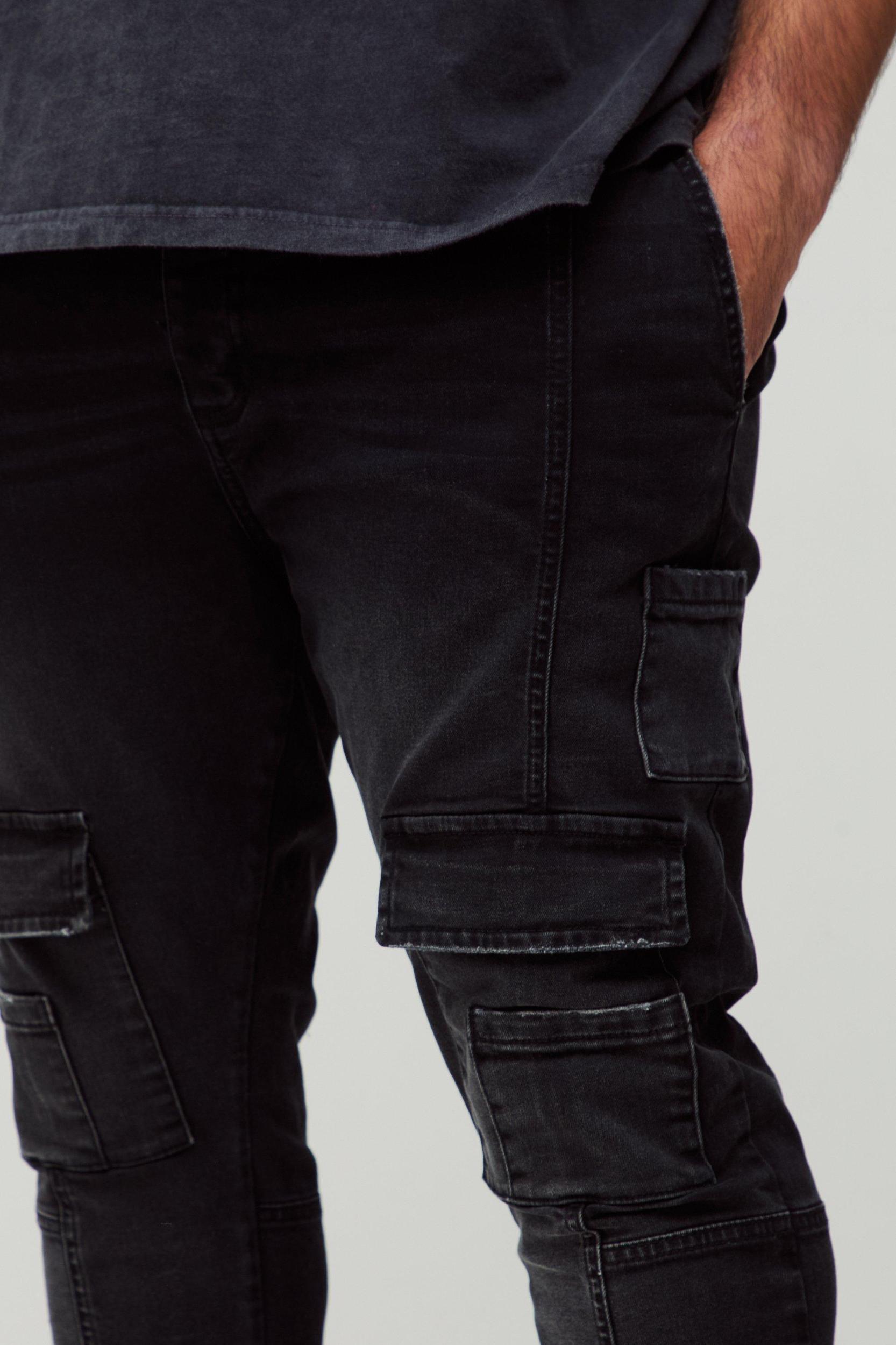 Plus Heavyweight Skinny Fit Contrast Panel Zip Hem Pants | boohooMAN USA Product Image
