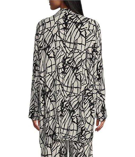 Bryn Walker Mirren Rayon Crepe Netta Print Collar Neck Long Sleeve Button Front Top Product Image