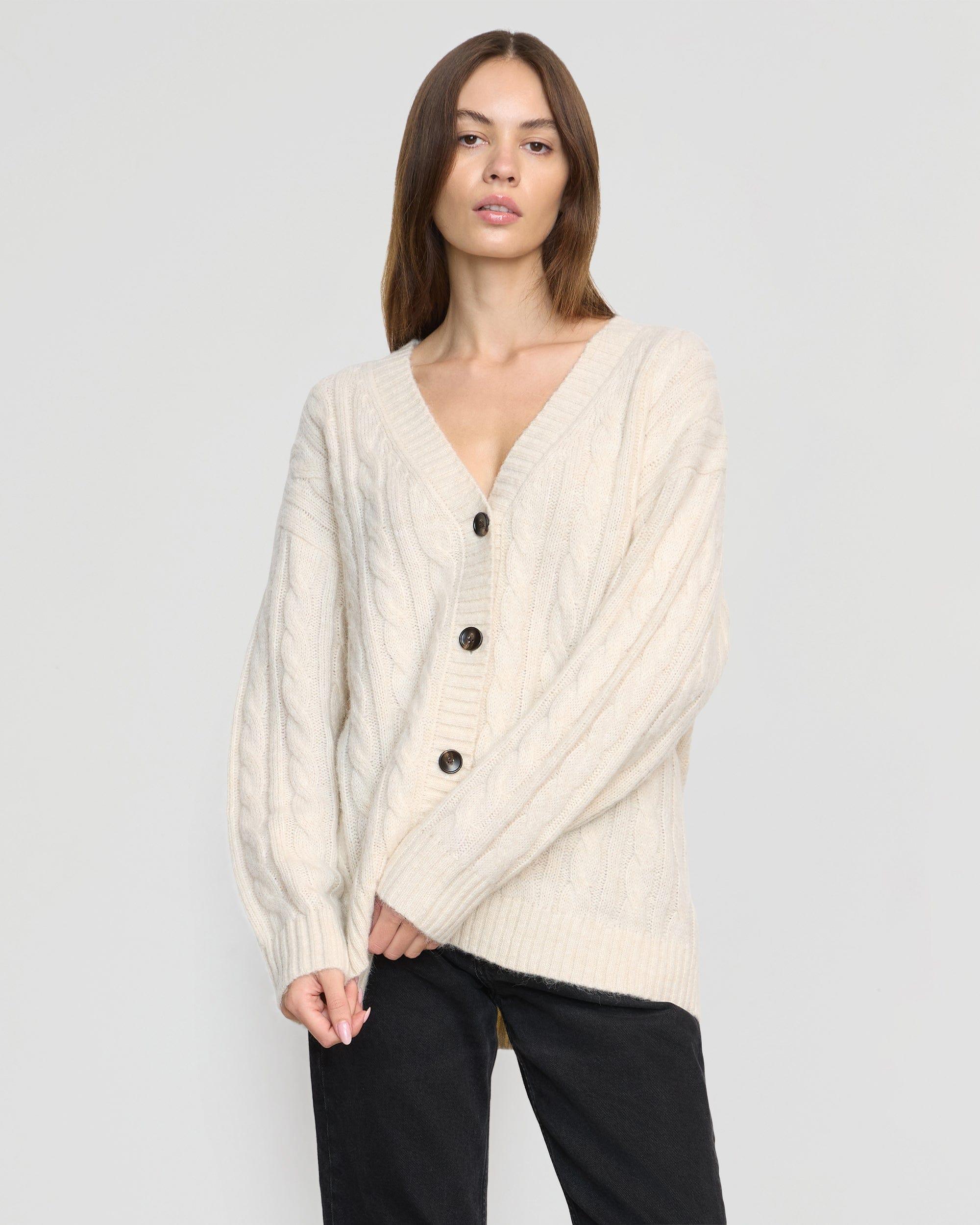 Hikari Asymmetric Cable Knit Cardigan Product Image