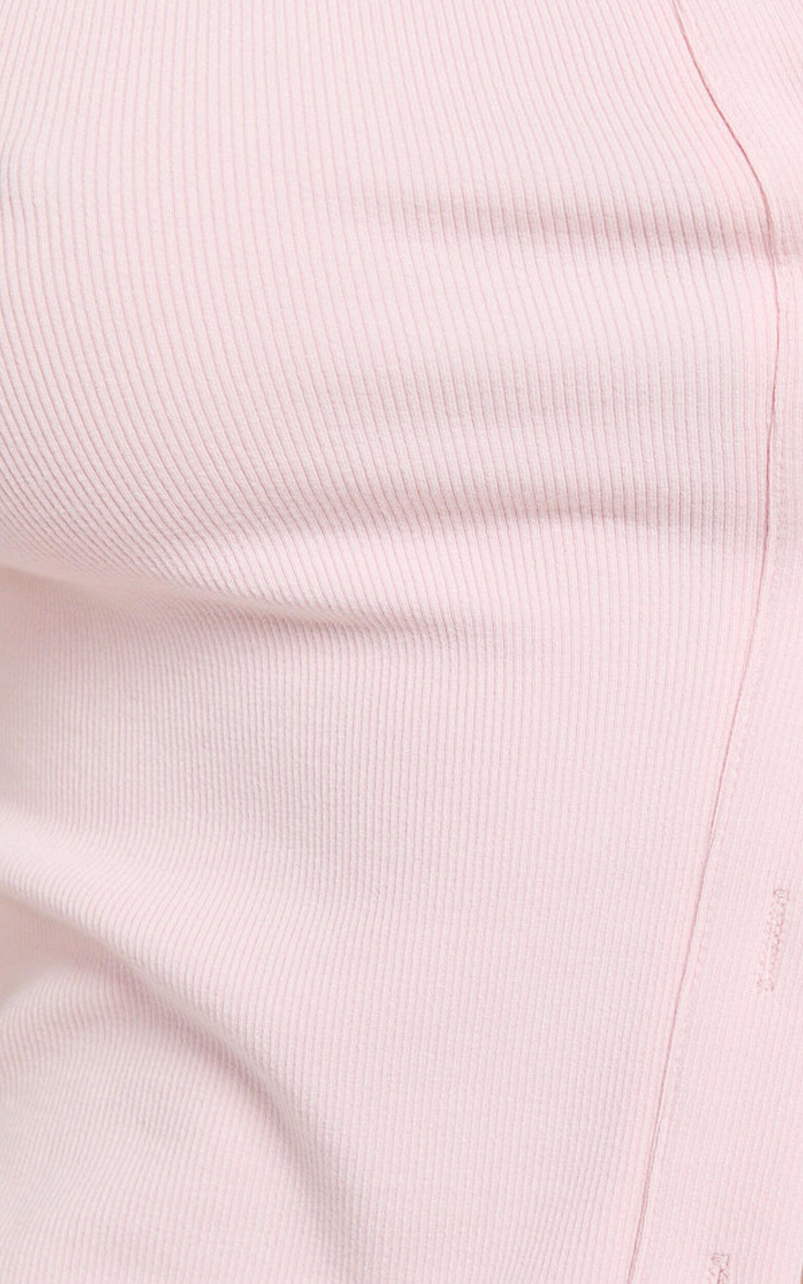 Brittany Two Piece Top and Skirt Set - Ribbed Skirt Set in Pale Pink Product Image