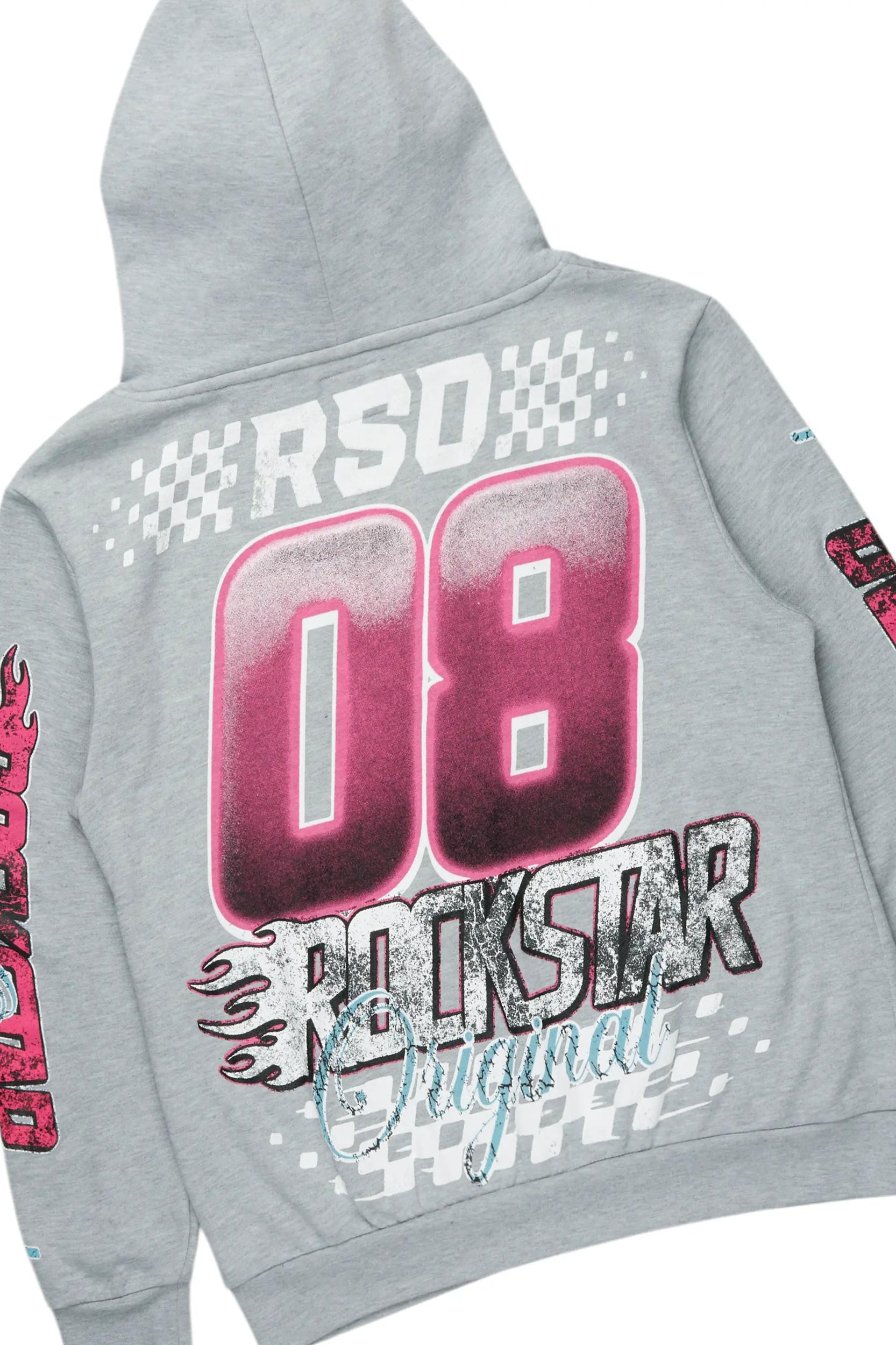 Theo Heather Grey Hoodie/Baggy Fit Track Pant Set Male Product Image