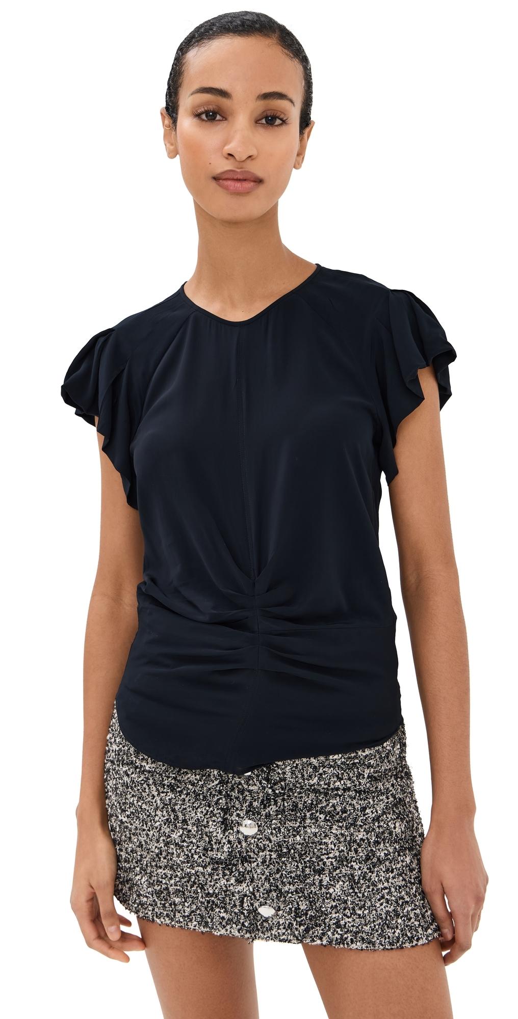 ISABEL MARANT Tullya Viscose Ruched Detail T-shirt In Black Product Image