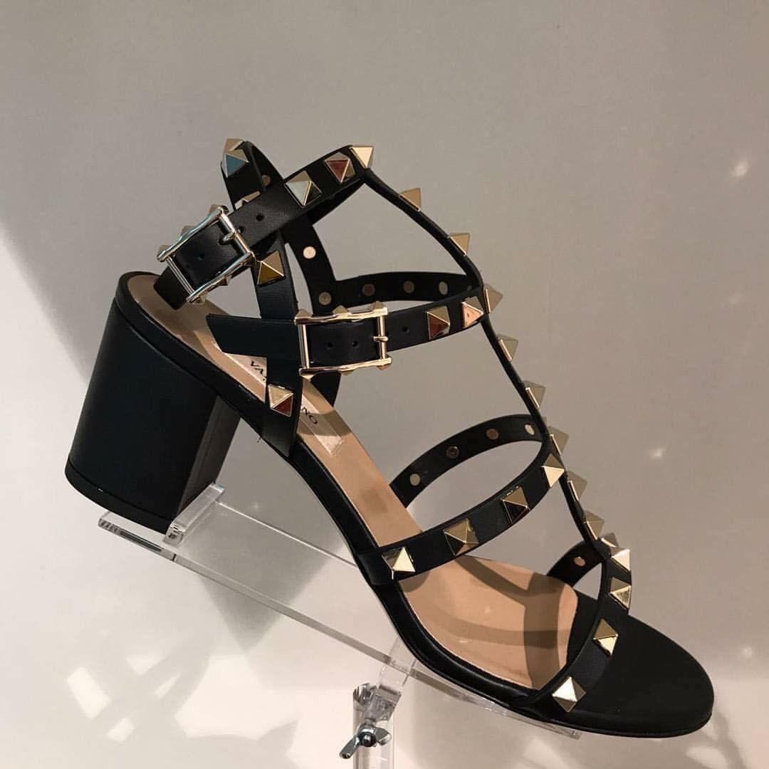 VALENTINO GARAVANI Valentino Rockstud Caged 90 Leather Ankle Strap Sandal In Black Product Image