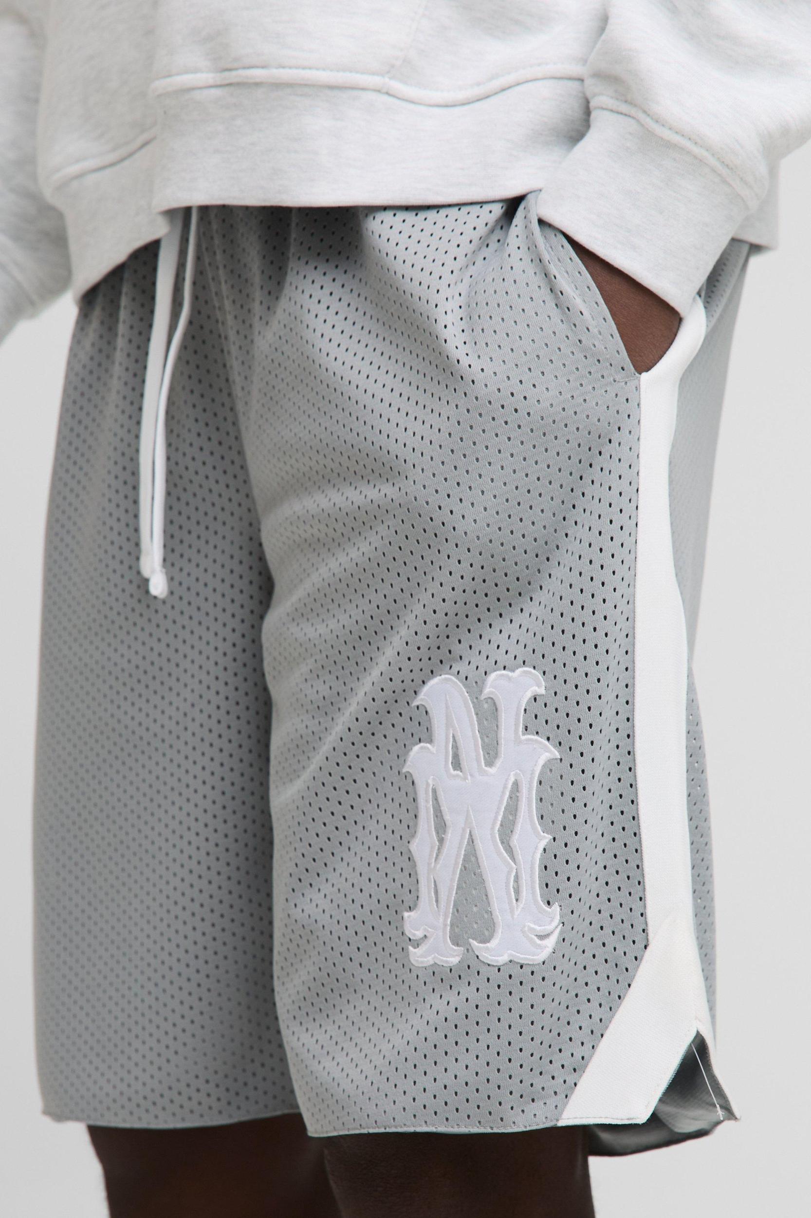 Applique Mid Length Mesh Basketball Shorts | boohooMAN USA Product Image