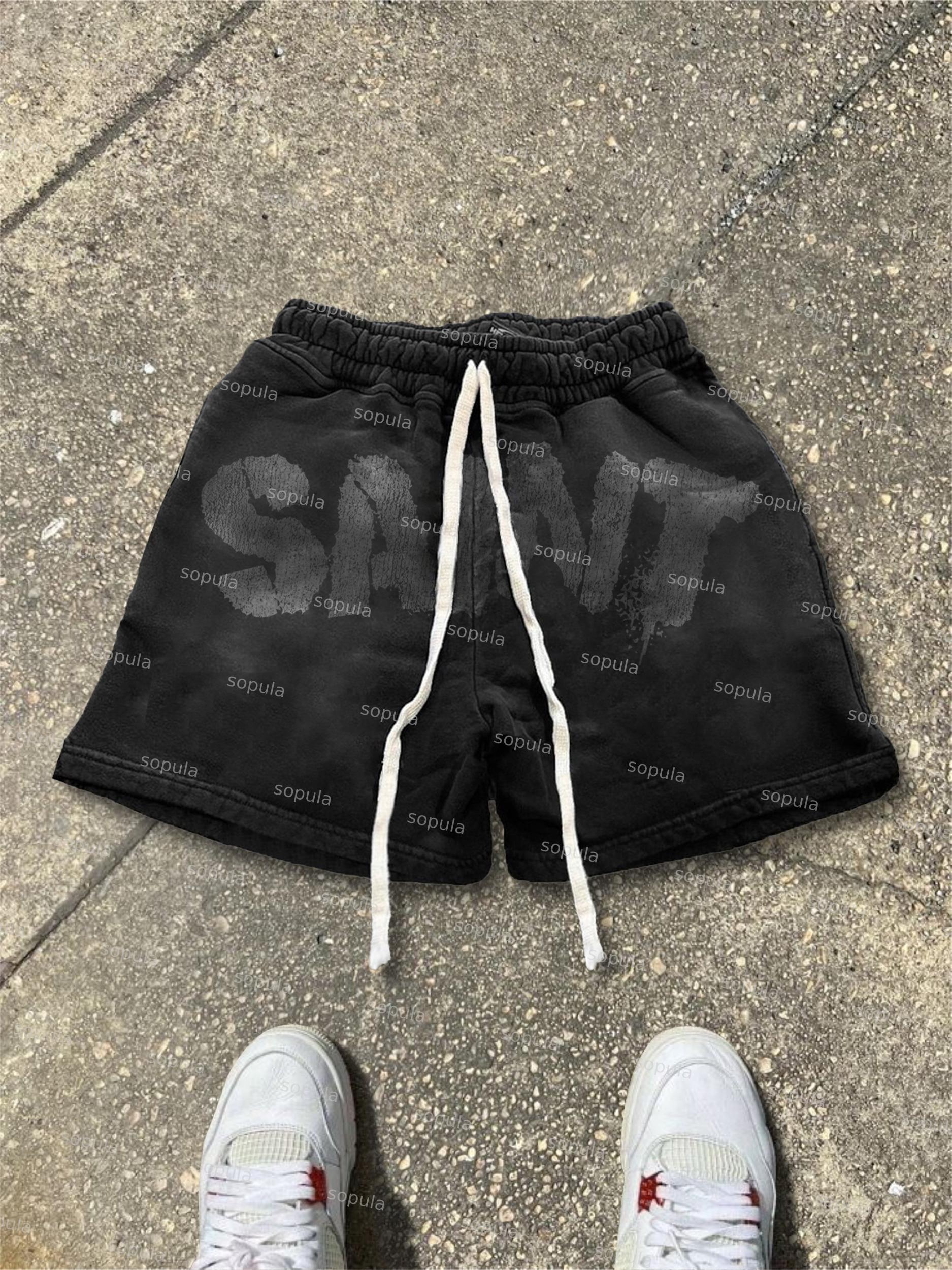 Saint Graphic Print Drawstring Shorts Product Image