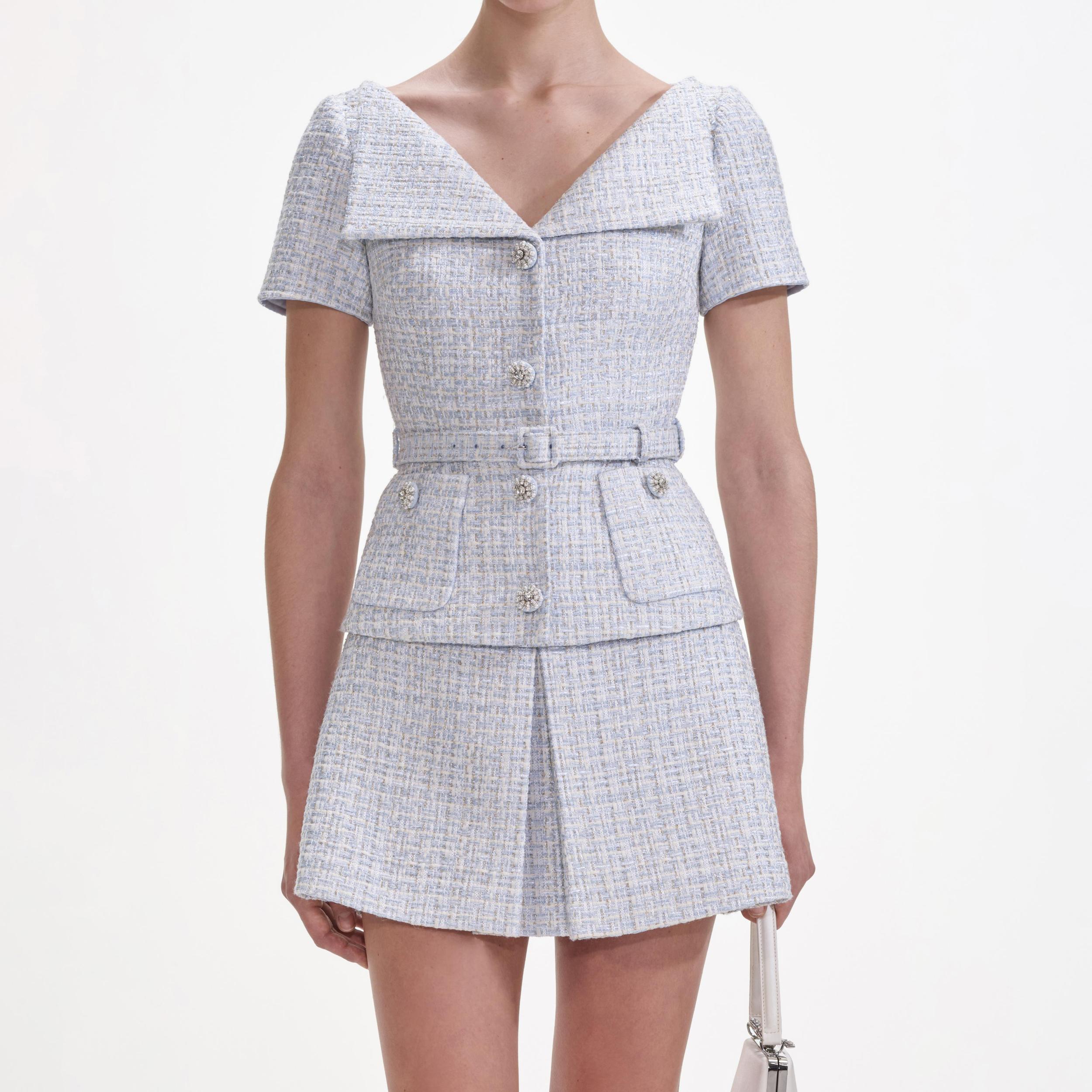 Blue Boucle Top Product Image