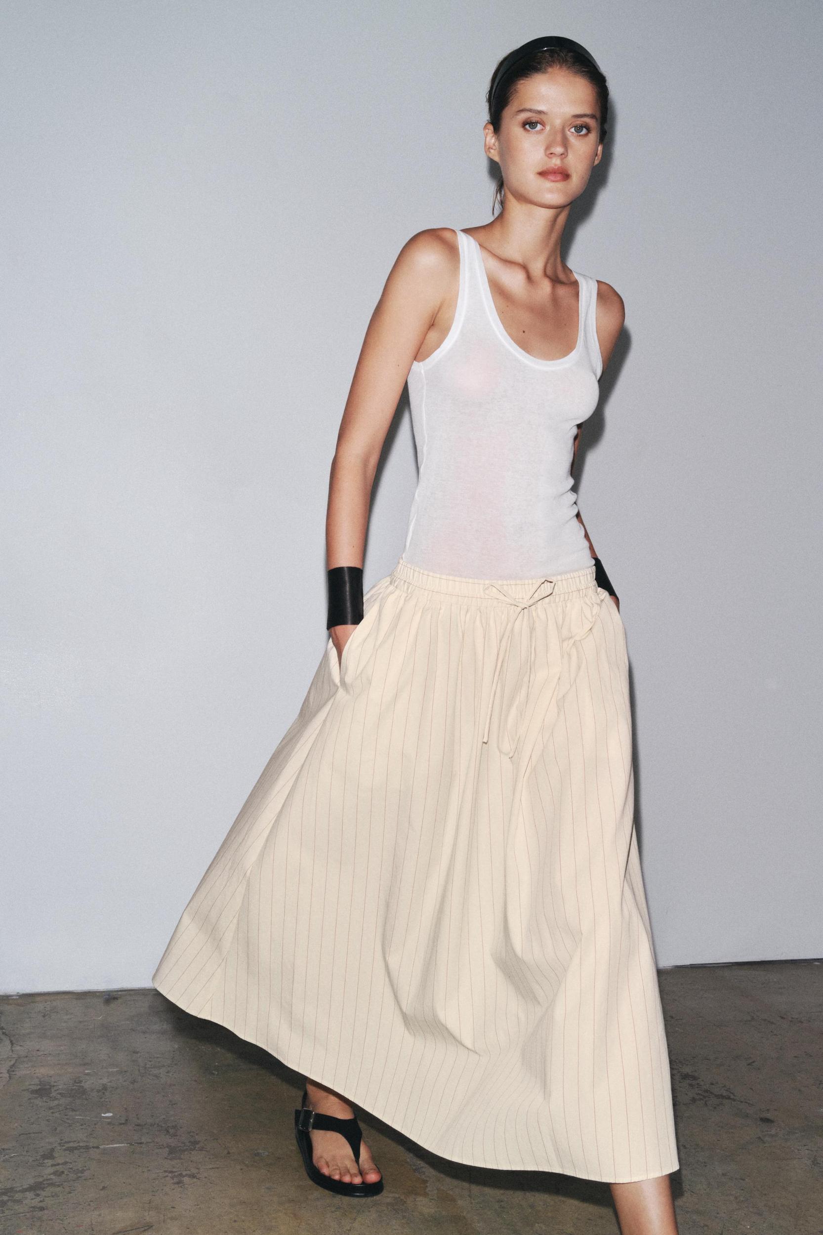 STRIPED MIDI SKIRT ZW COLLECTION Product Image