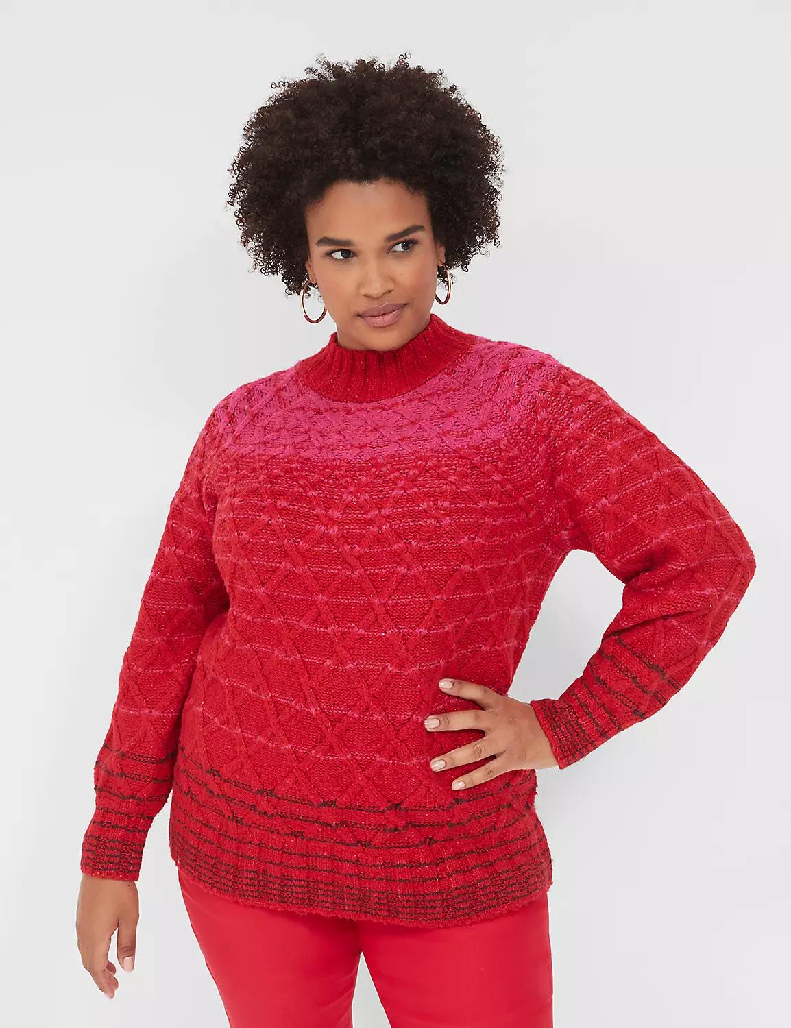 Mock-Neck Cable Sweater Product Image