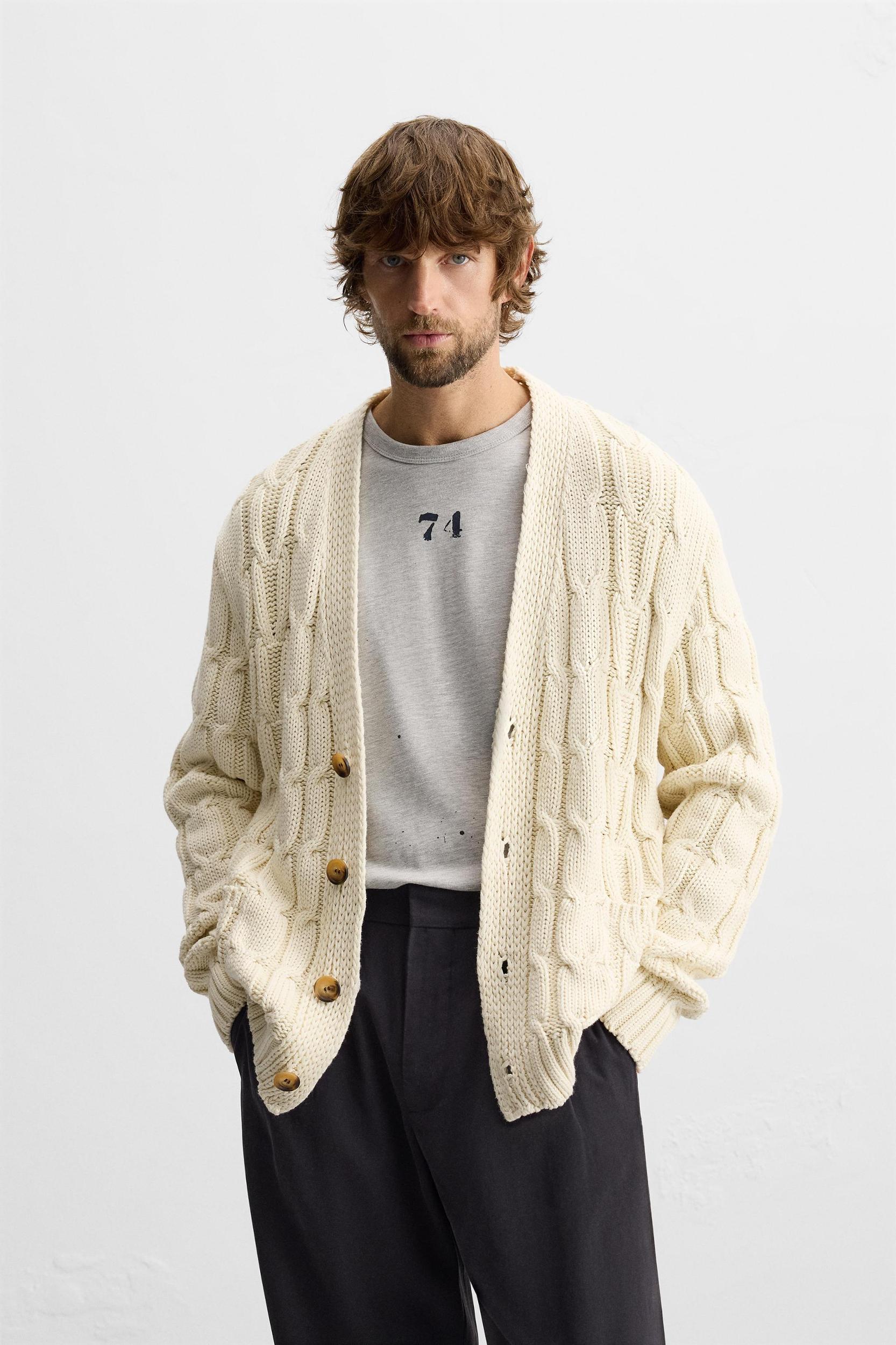 TEXTURED WEAVE WOVEN CARDIGAN Product Image