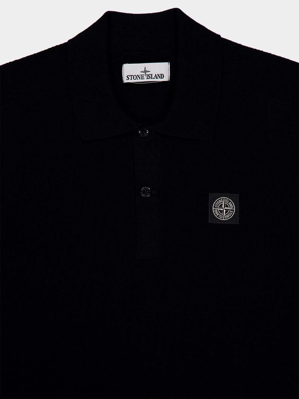 STONE ISLAND Mens Black Brand-patch Regular-fit Stretch-cotton Polo Shirt Xl Product Image