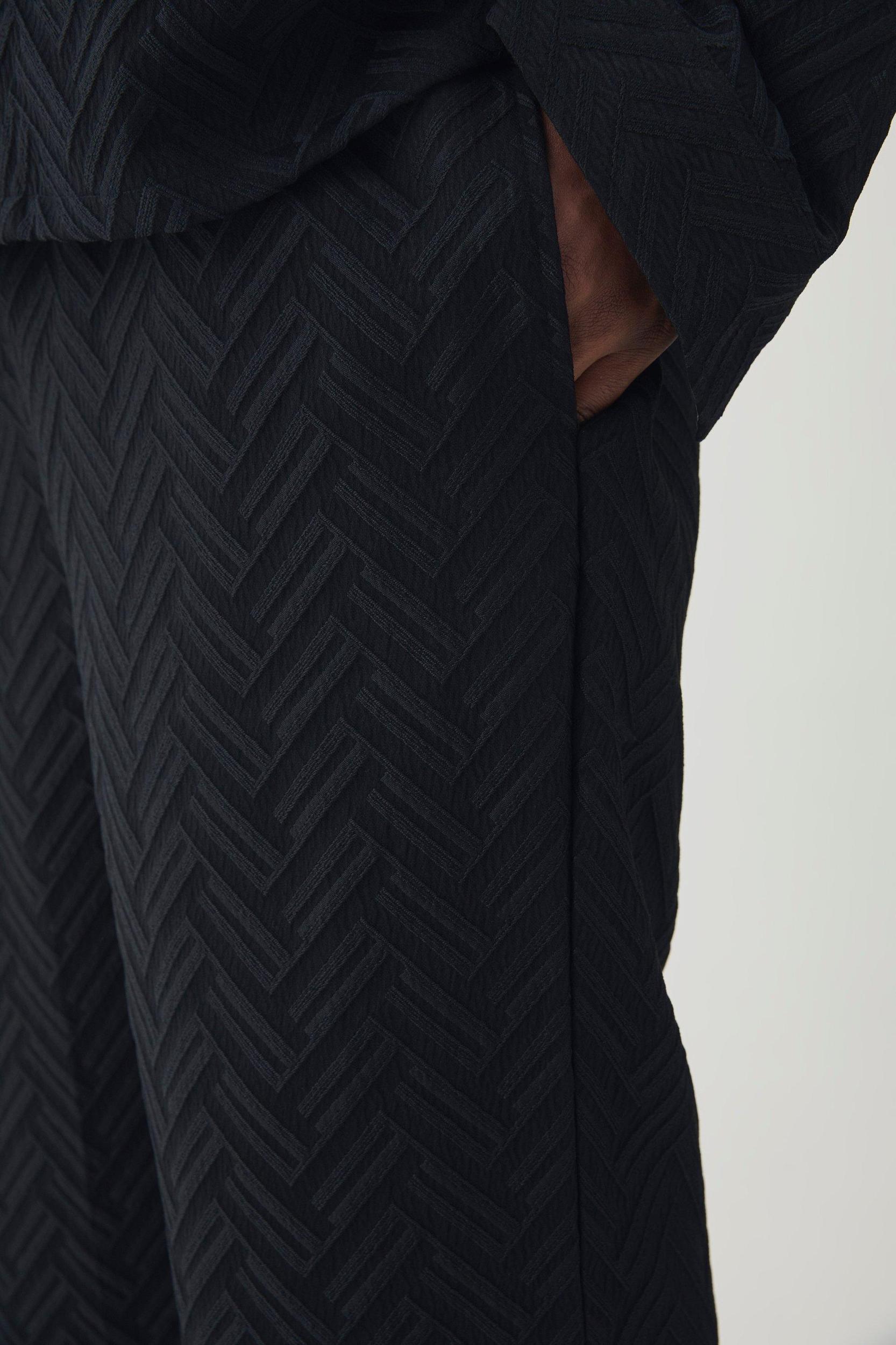 Plus Tonal Geo Smart Straight Pants | boohooMAN USA Product Image