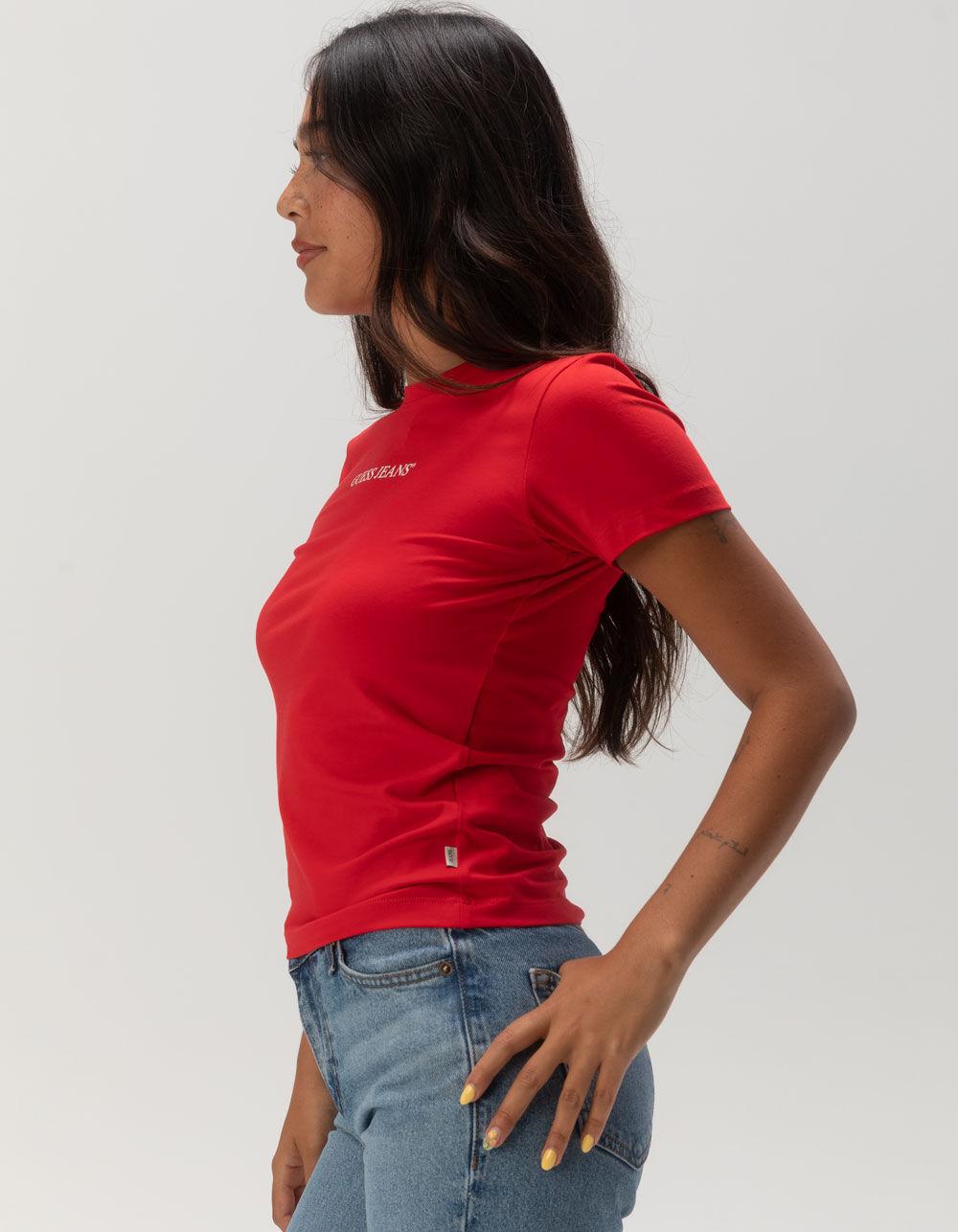 GUESS JEANS Logo Slim Womens Tee - CHERRY Product Image
