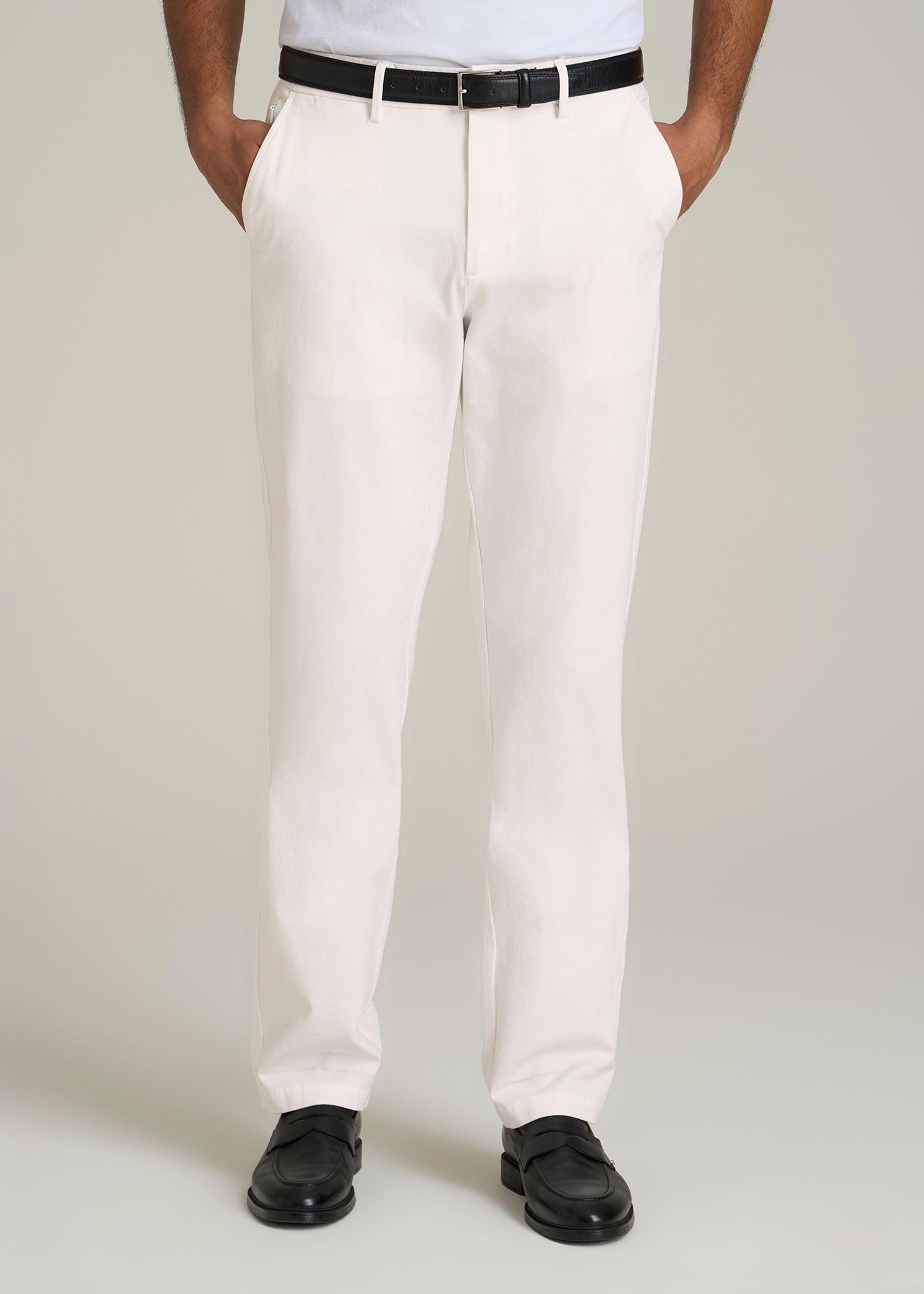 4 Way Stretch Commuter TAPERED Chino Pants for Tall Men in White Alyssum Male Product Image